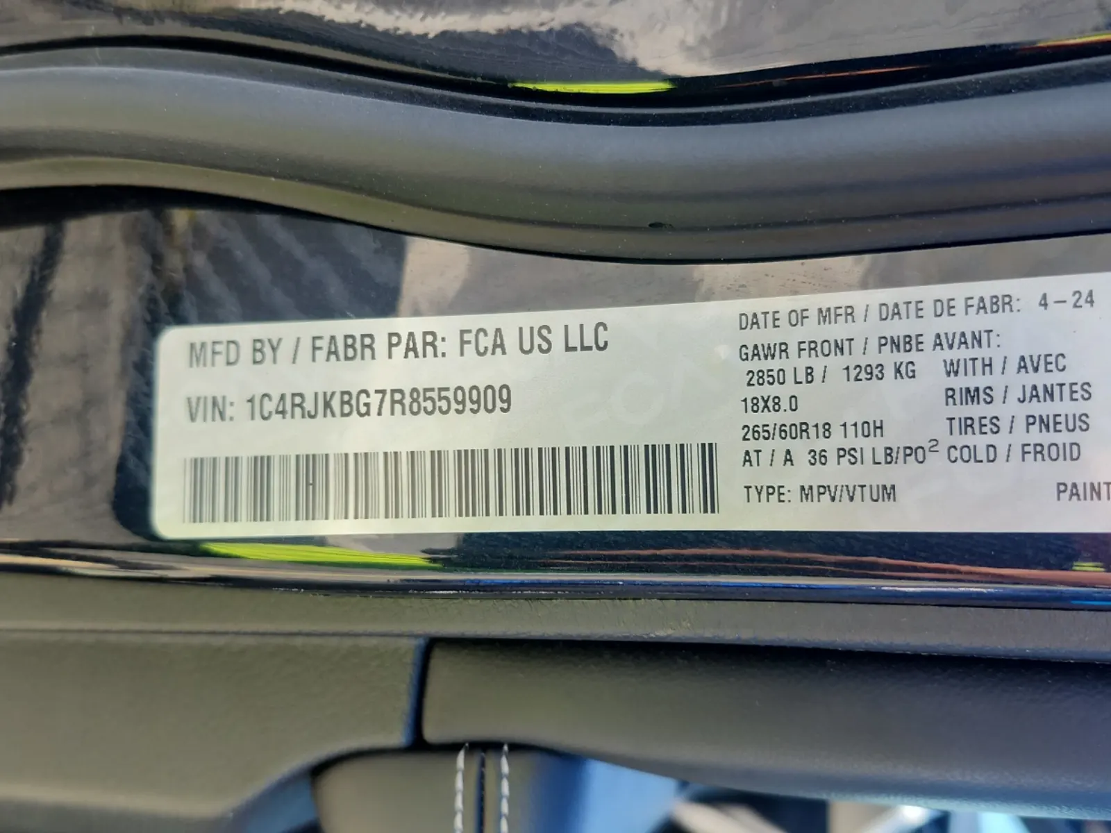 VIN Sticker Photo