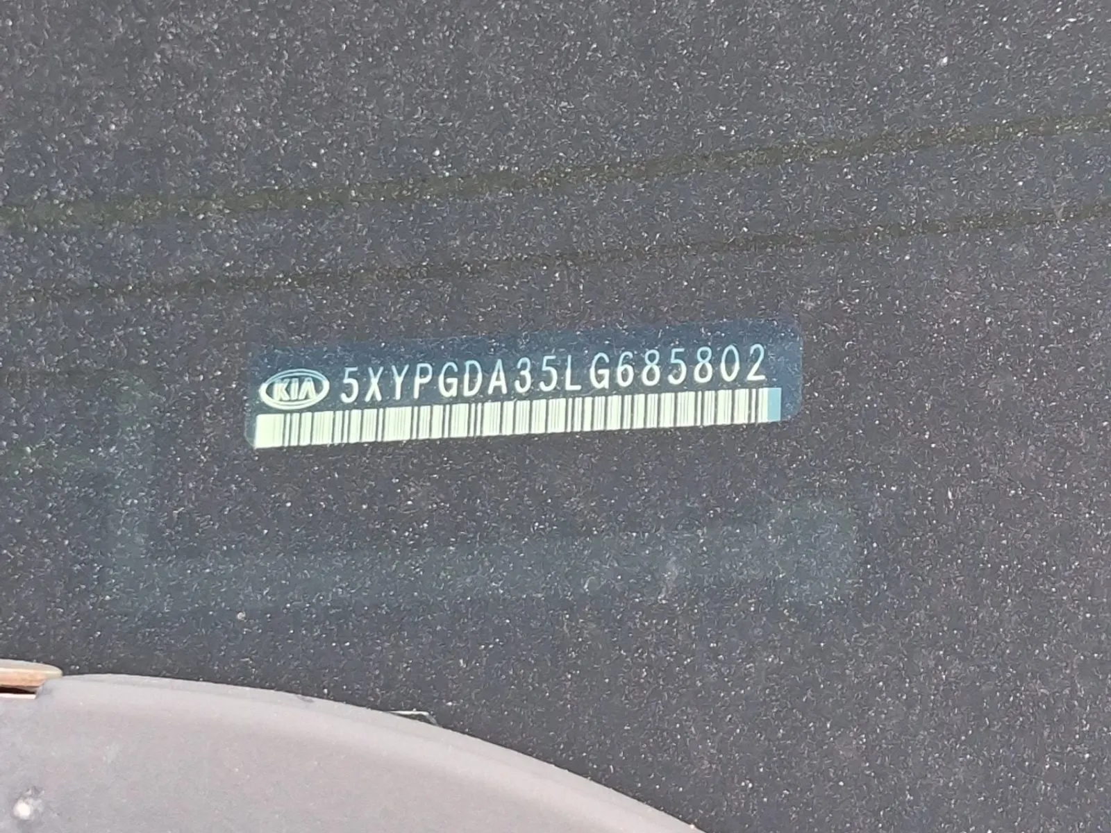 Dash VIN Plate Photo