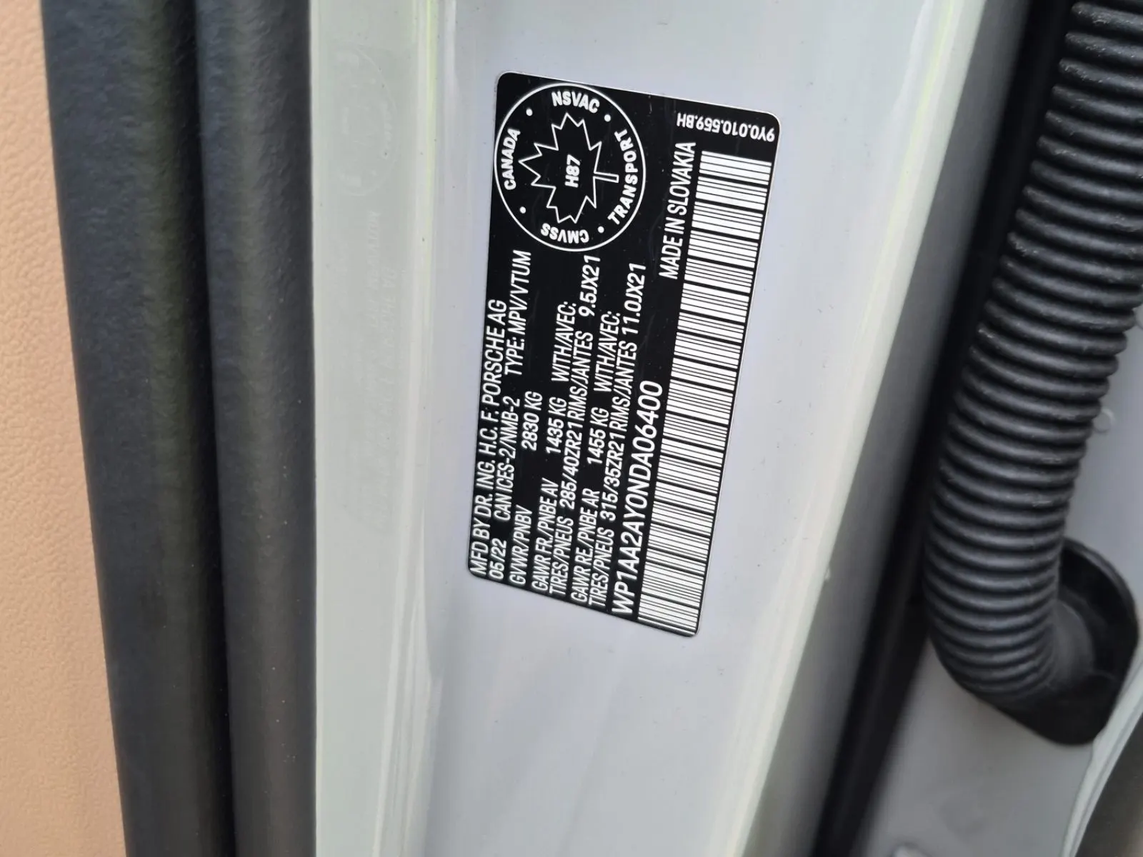 VIN Sticker Photo