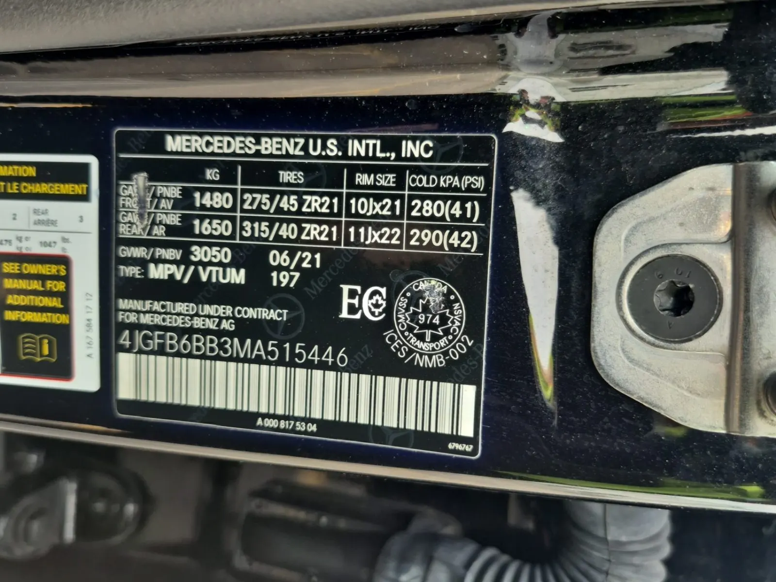 VIN Sticker Photo