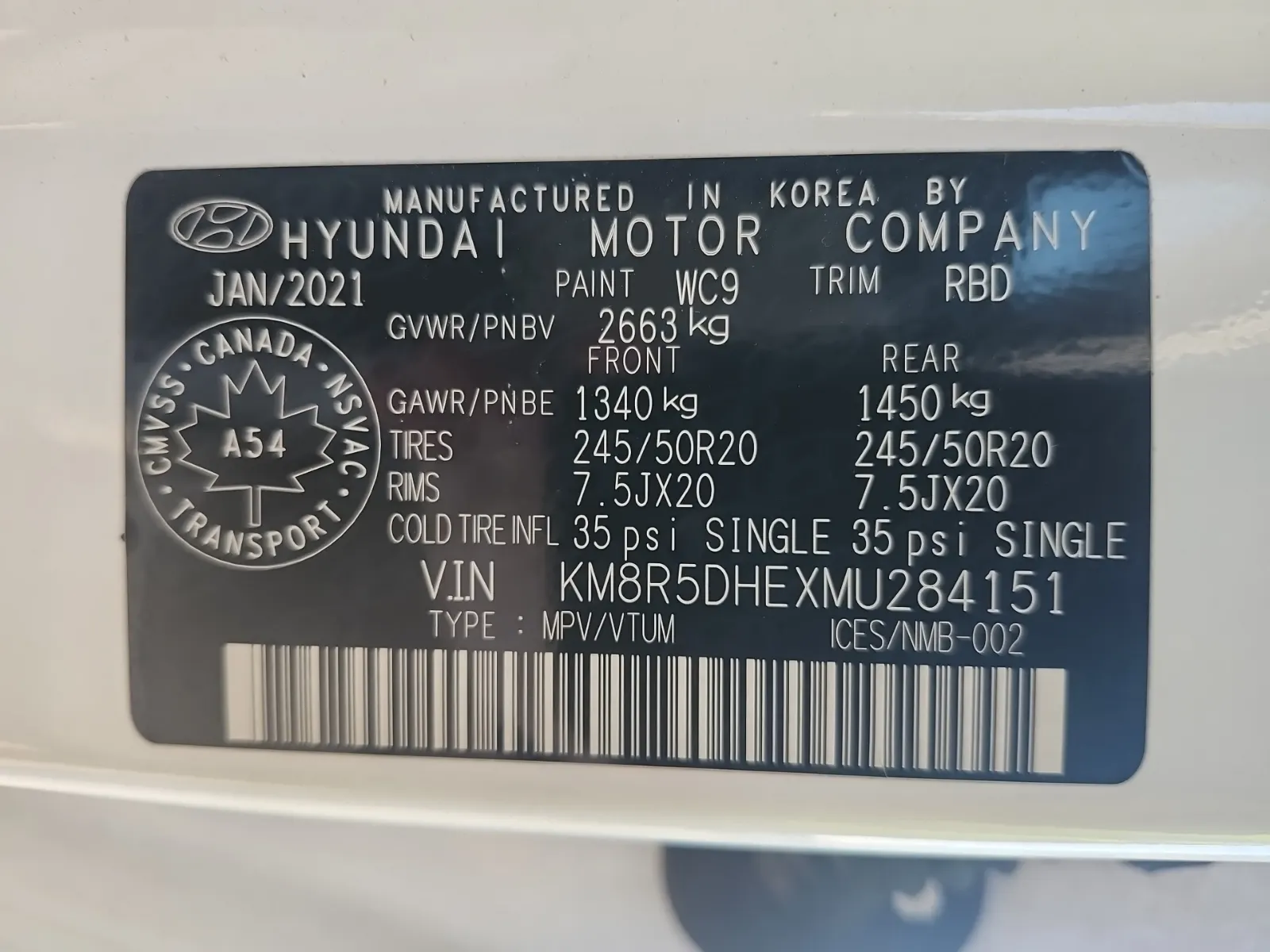 VIN Sticker Photo