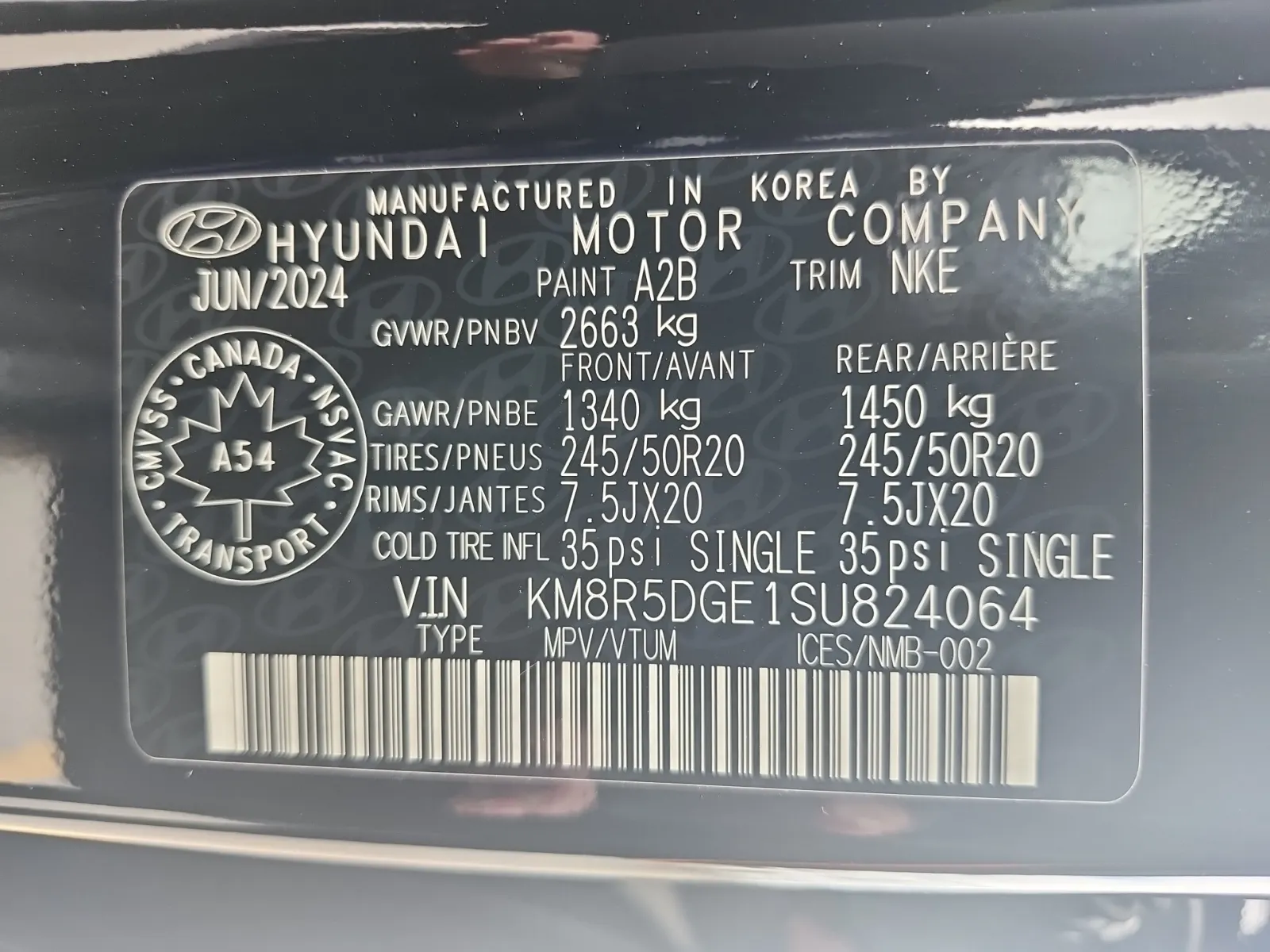 VIN Sticker Photo