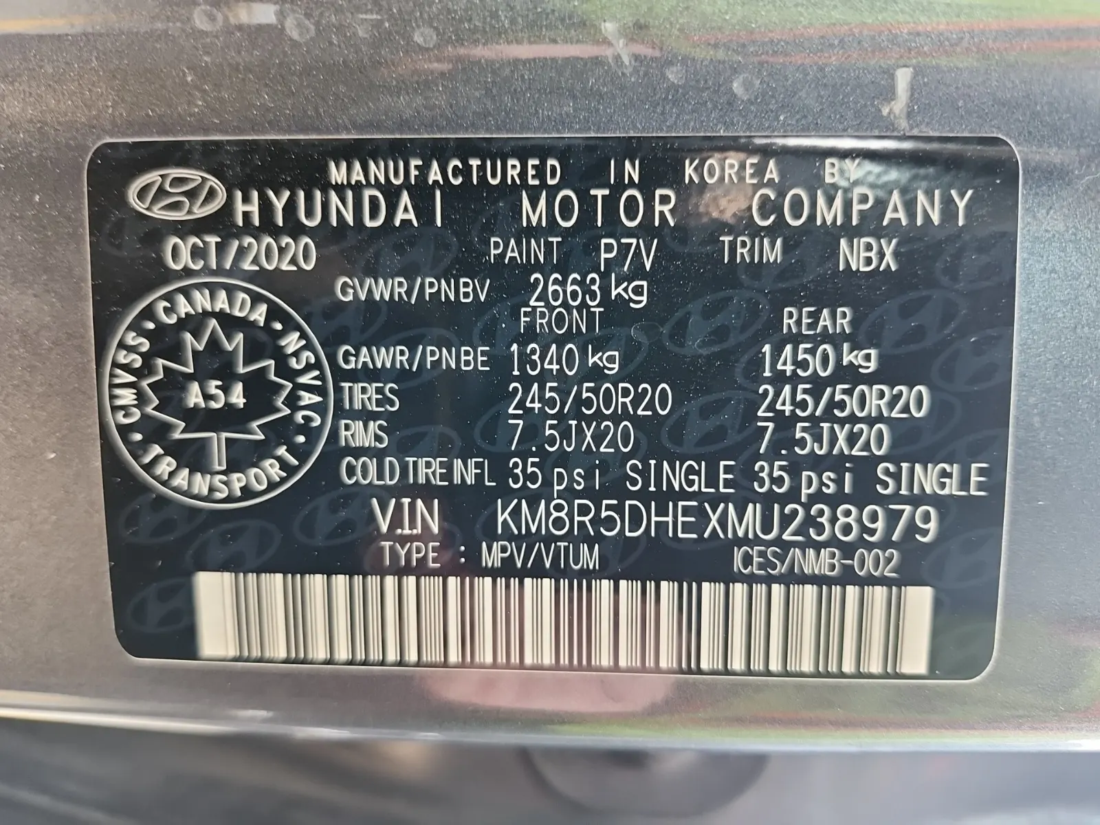 VIN Sticker Photo