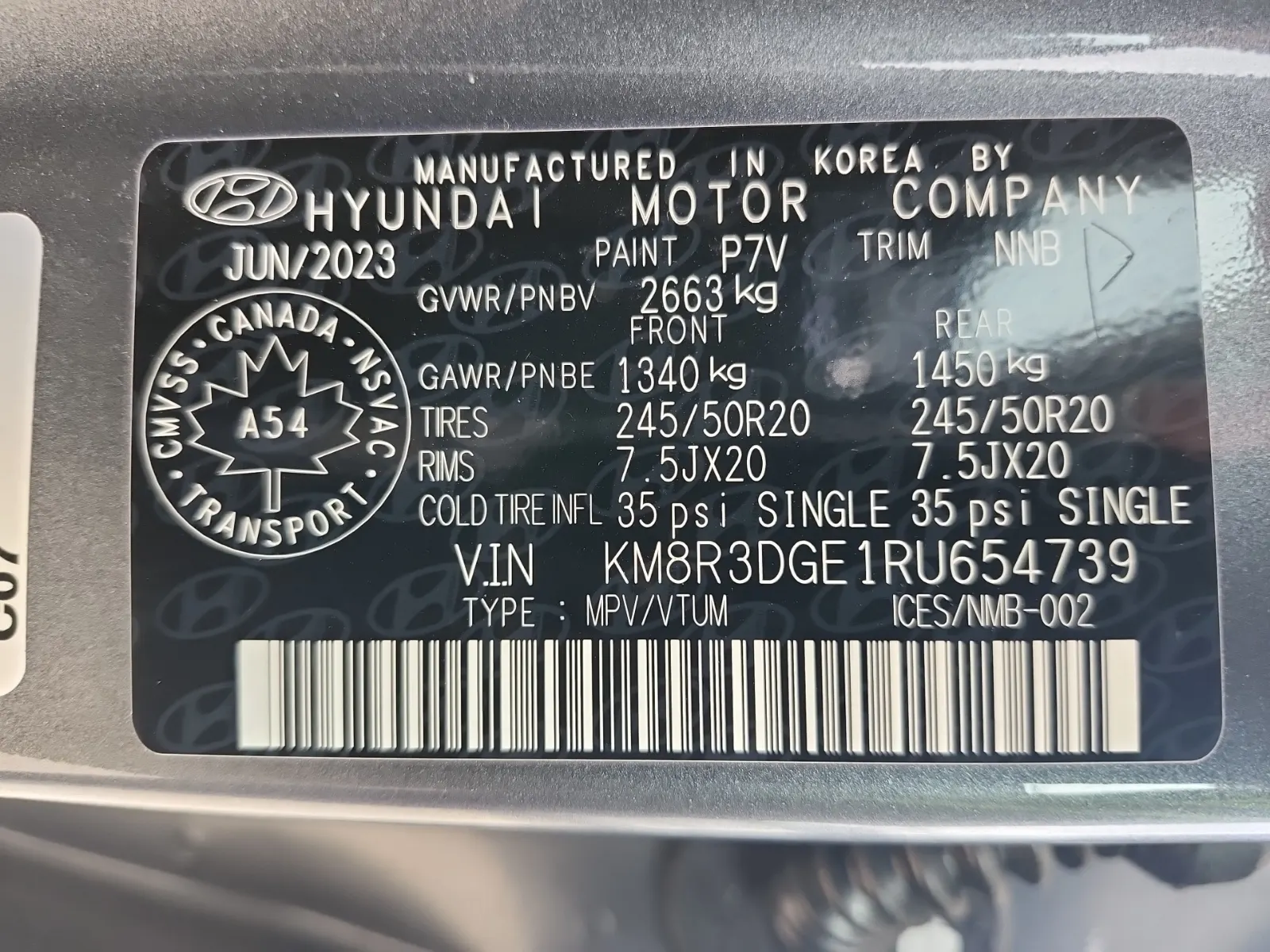 VIN Sticker Photo
