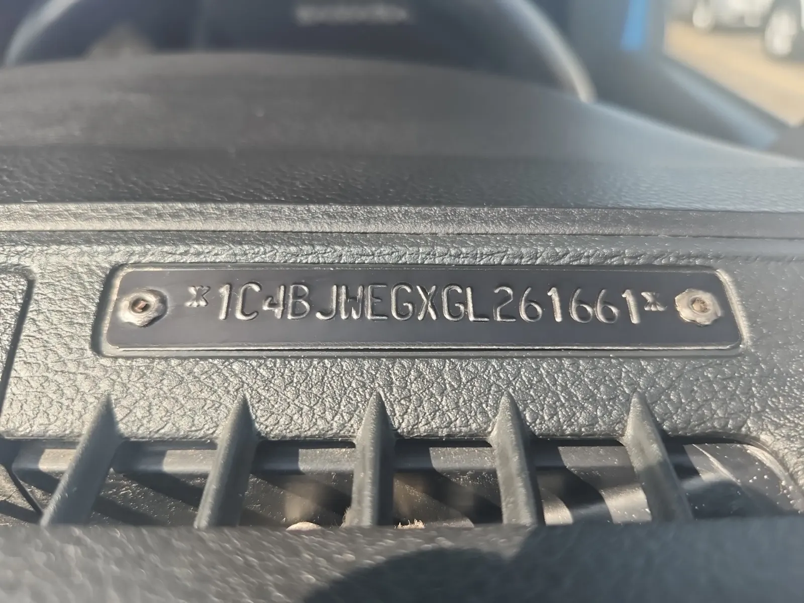 Dash VIN Plate Photo