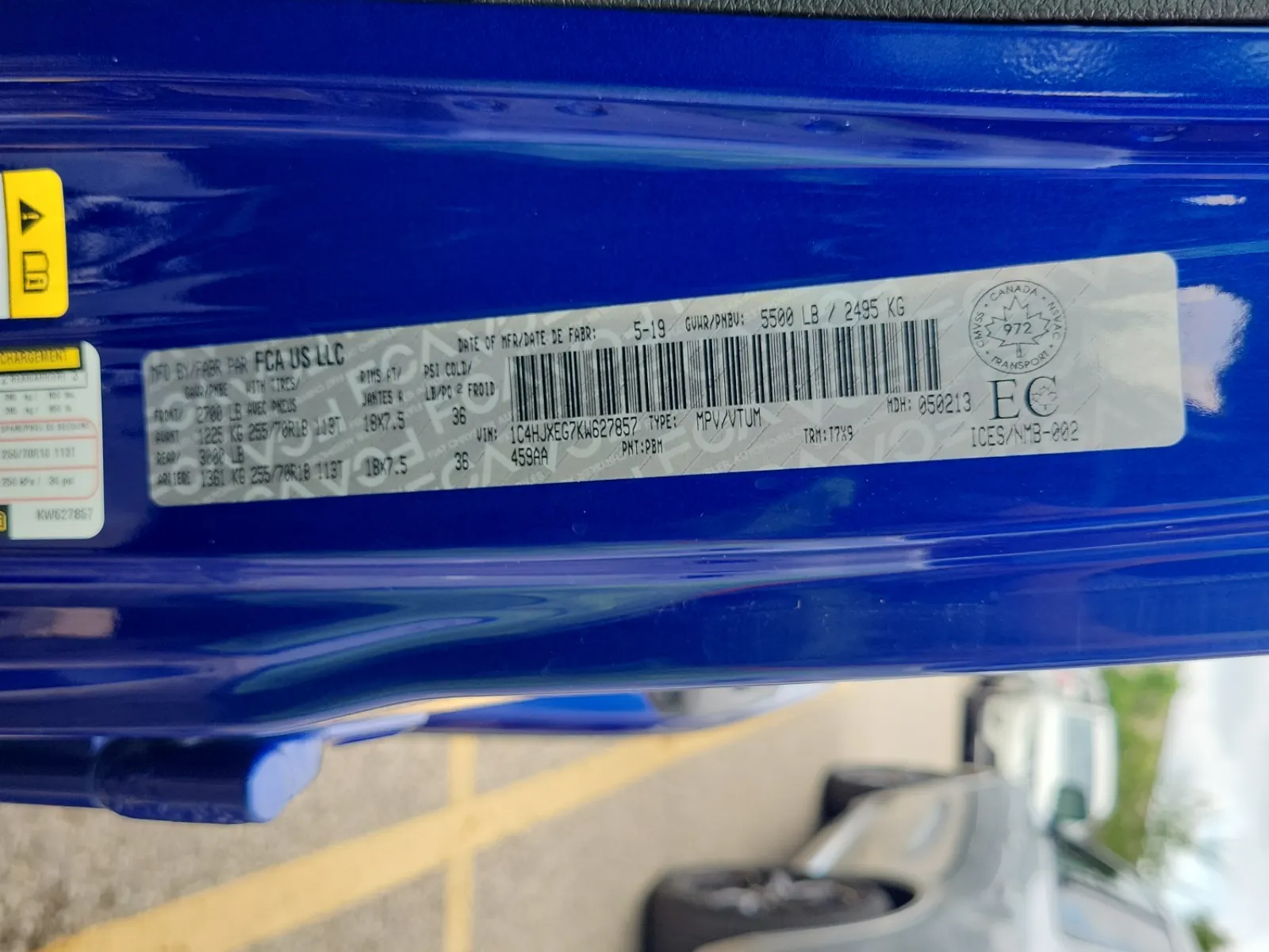 VIN Sticker Photo