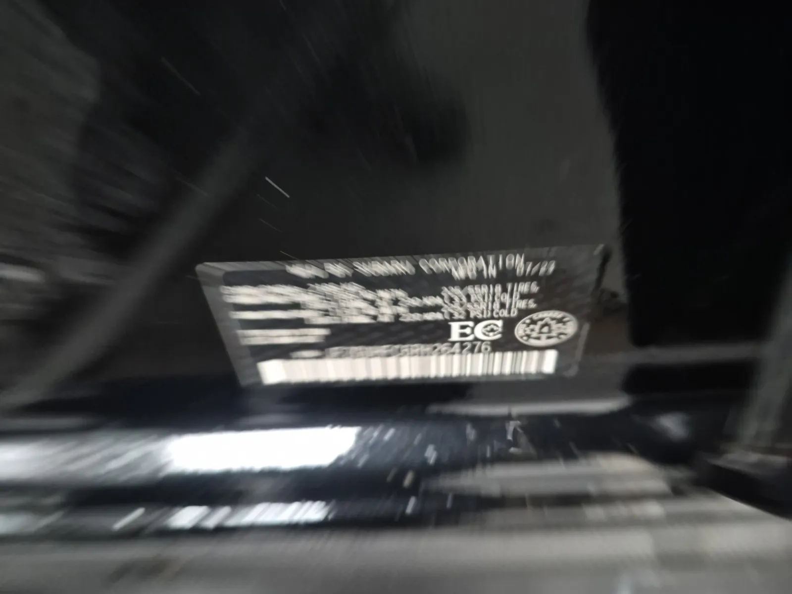 VIN Sticker Photo
