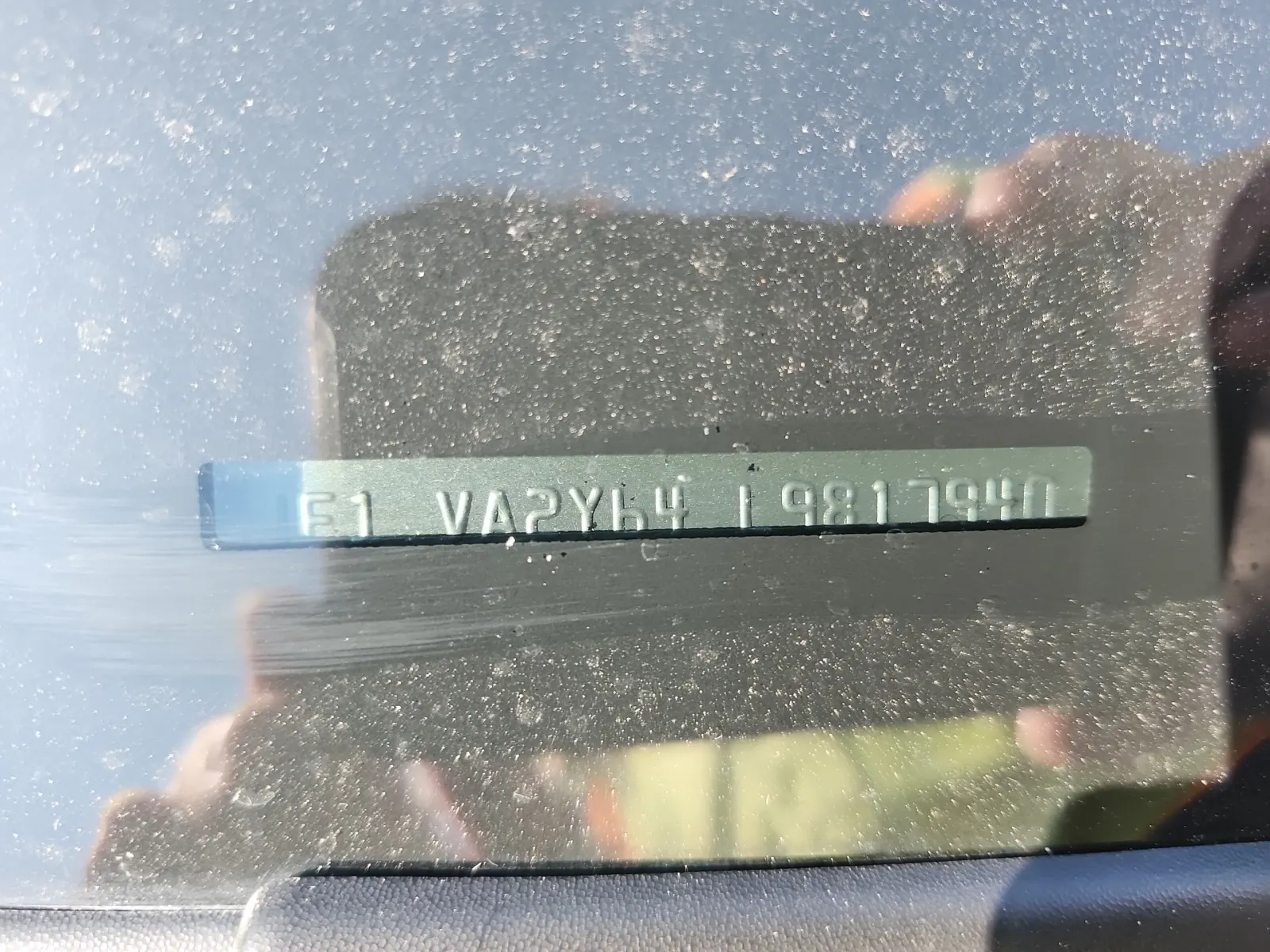 Dash VIN Plate Photo