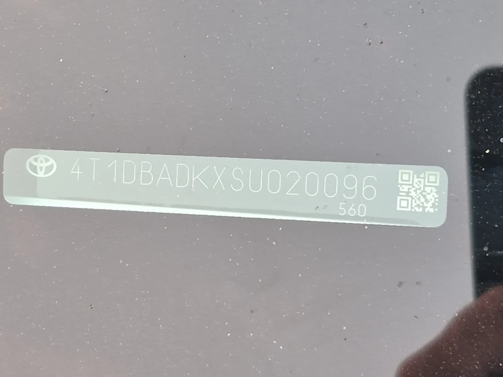 Dash VIN Plate Photo