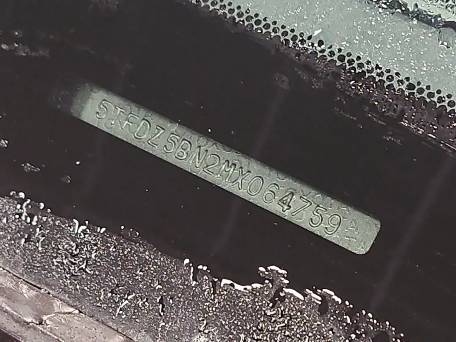 Dash VIN Plate Photo
