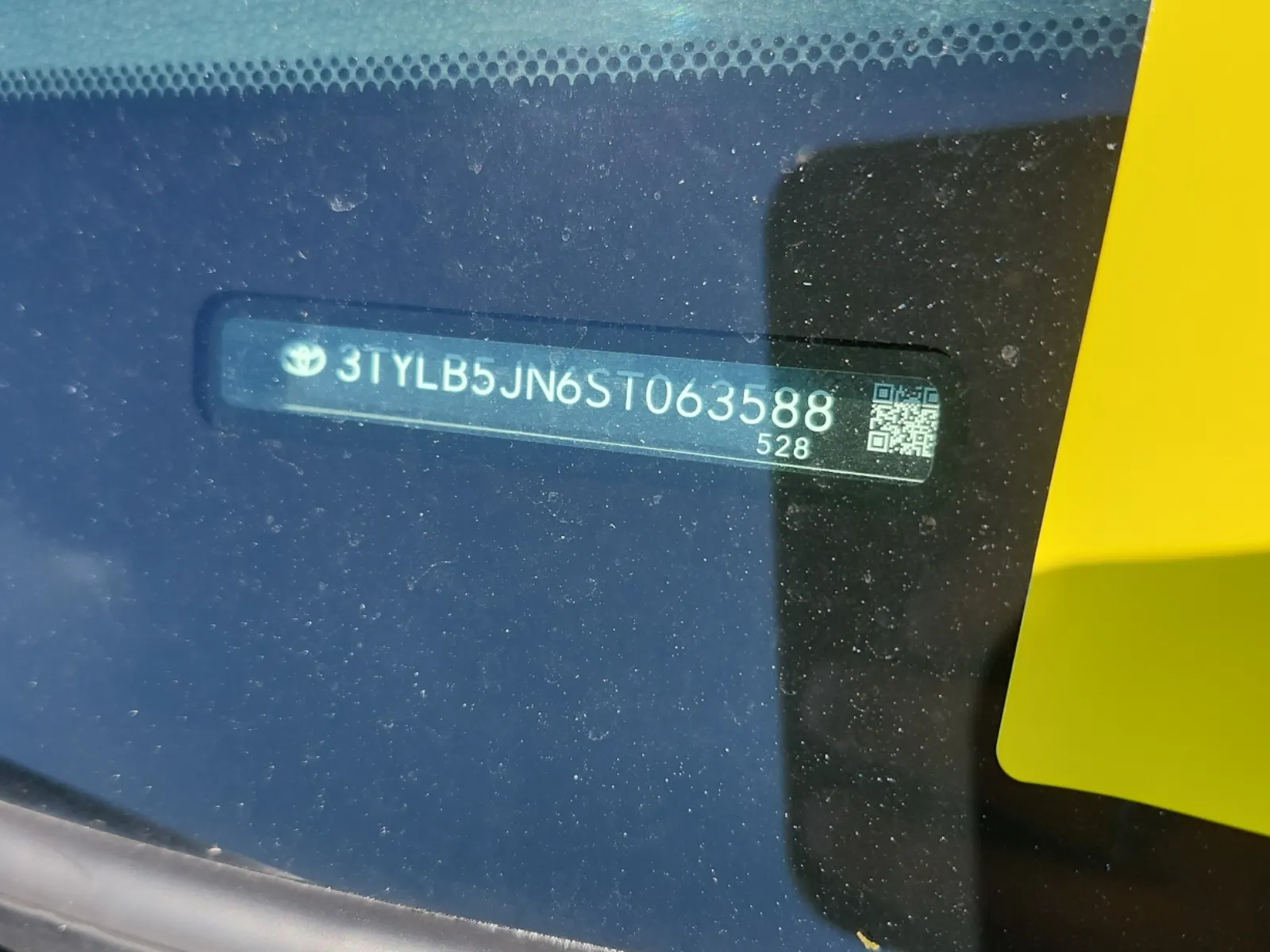 Dash VIN Plate Photo