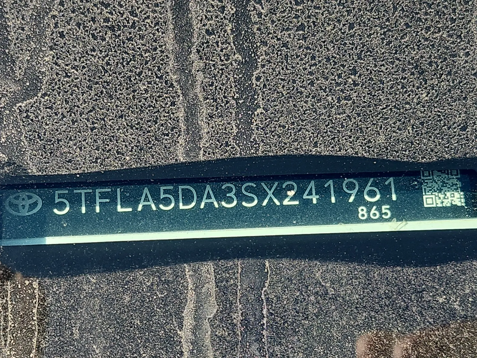 Dash VIN Plate Photo
