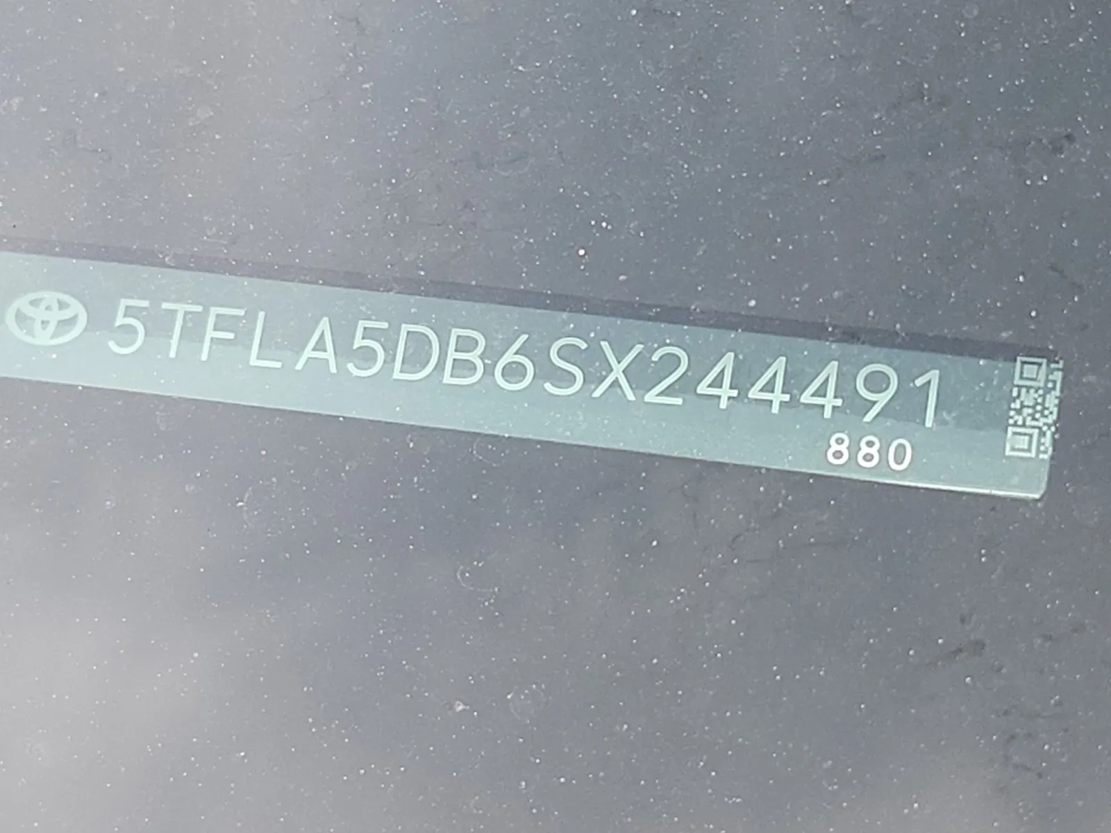 Dash VIN Plate Photo
