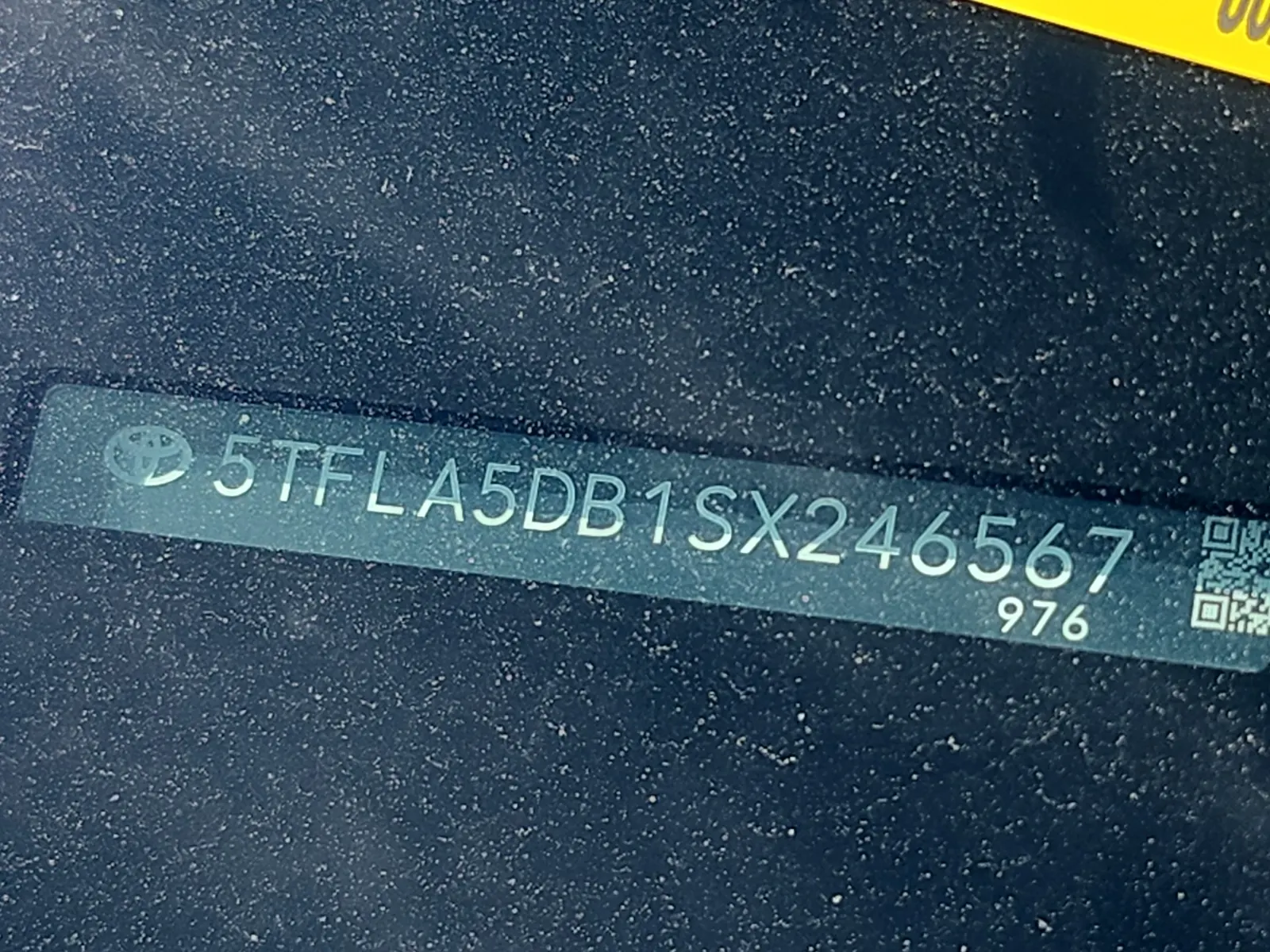 Dash VIN Plate Photo