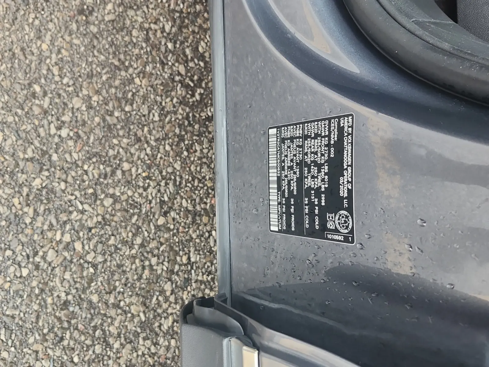 VIN Sticker Photo