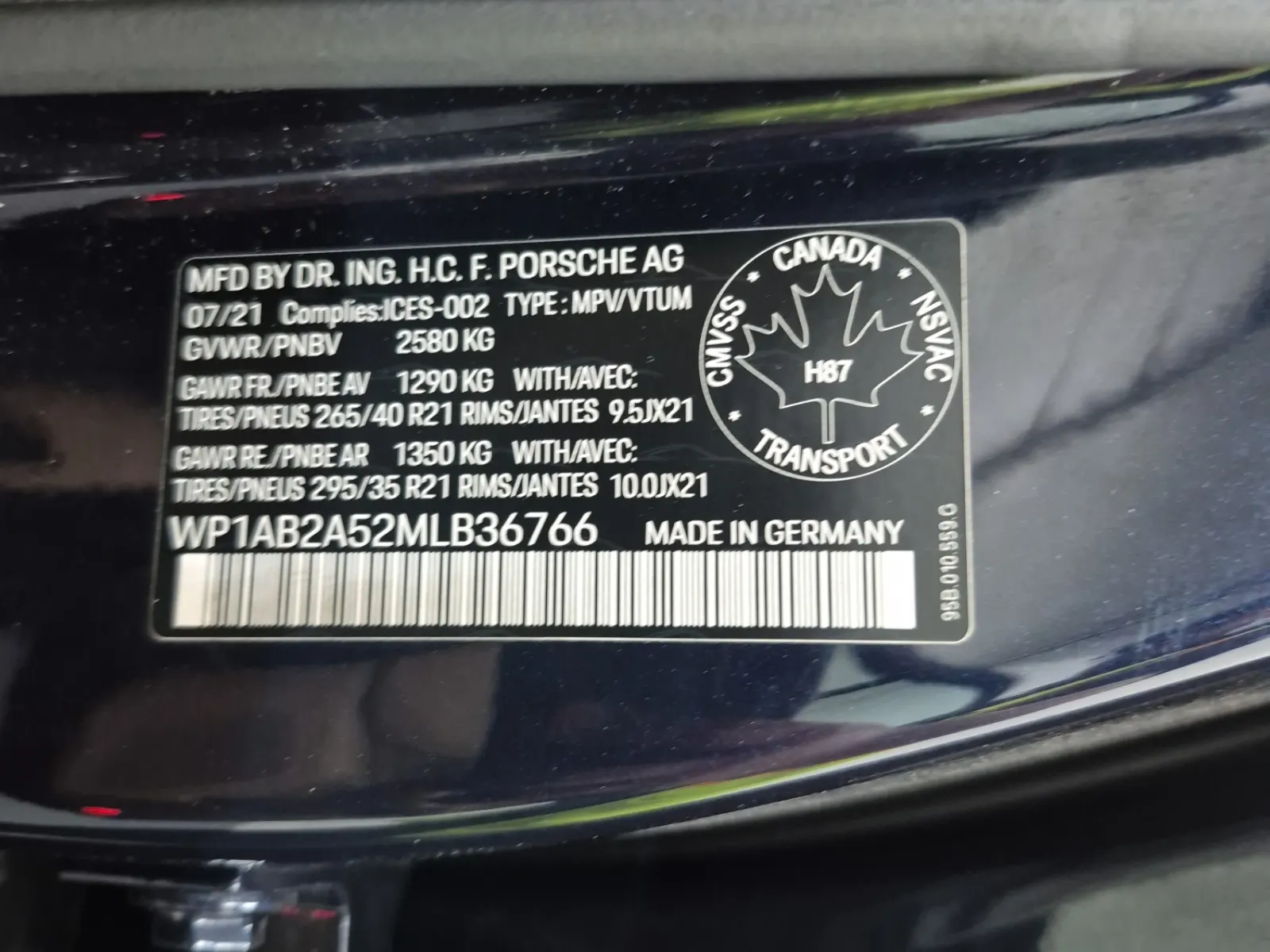 VIN Sticker Photo