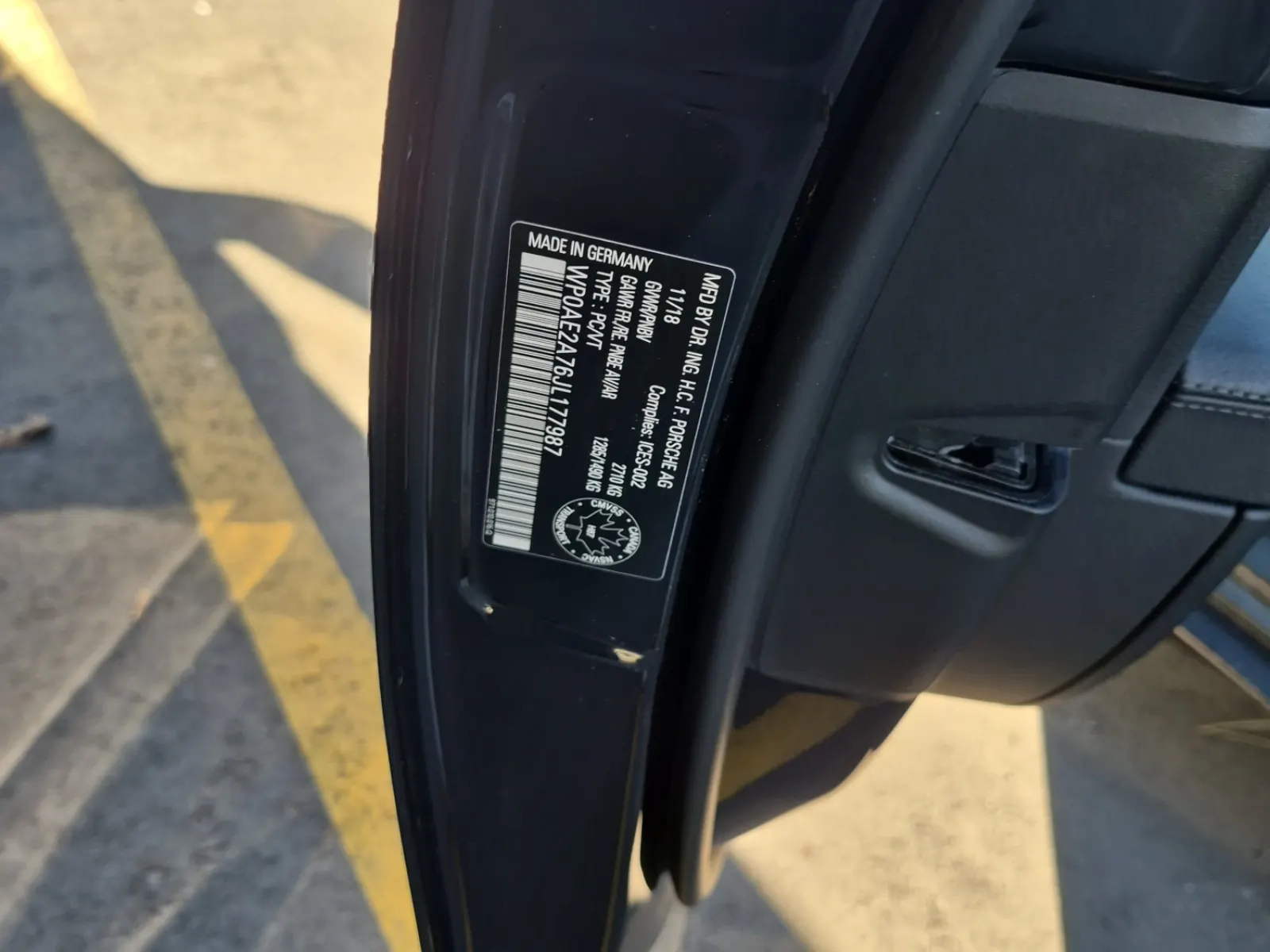 VIN Sticker Photo