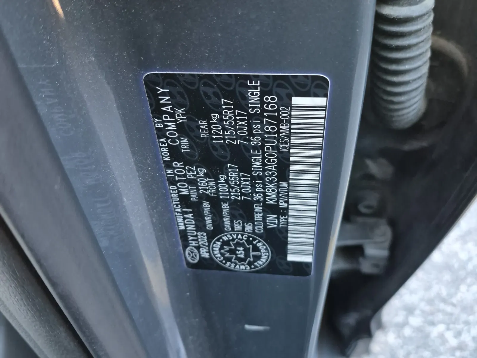 VIN Sticker Photo