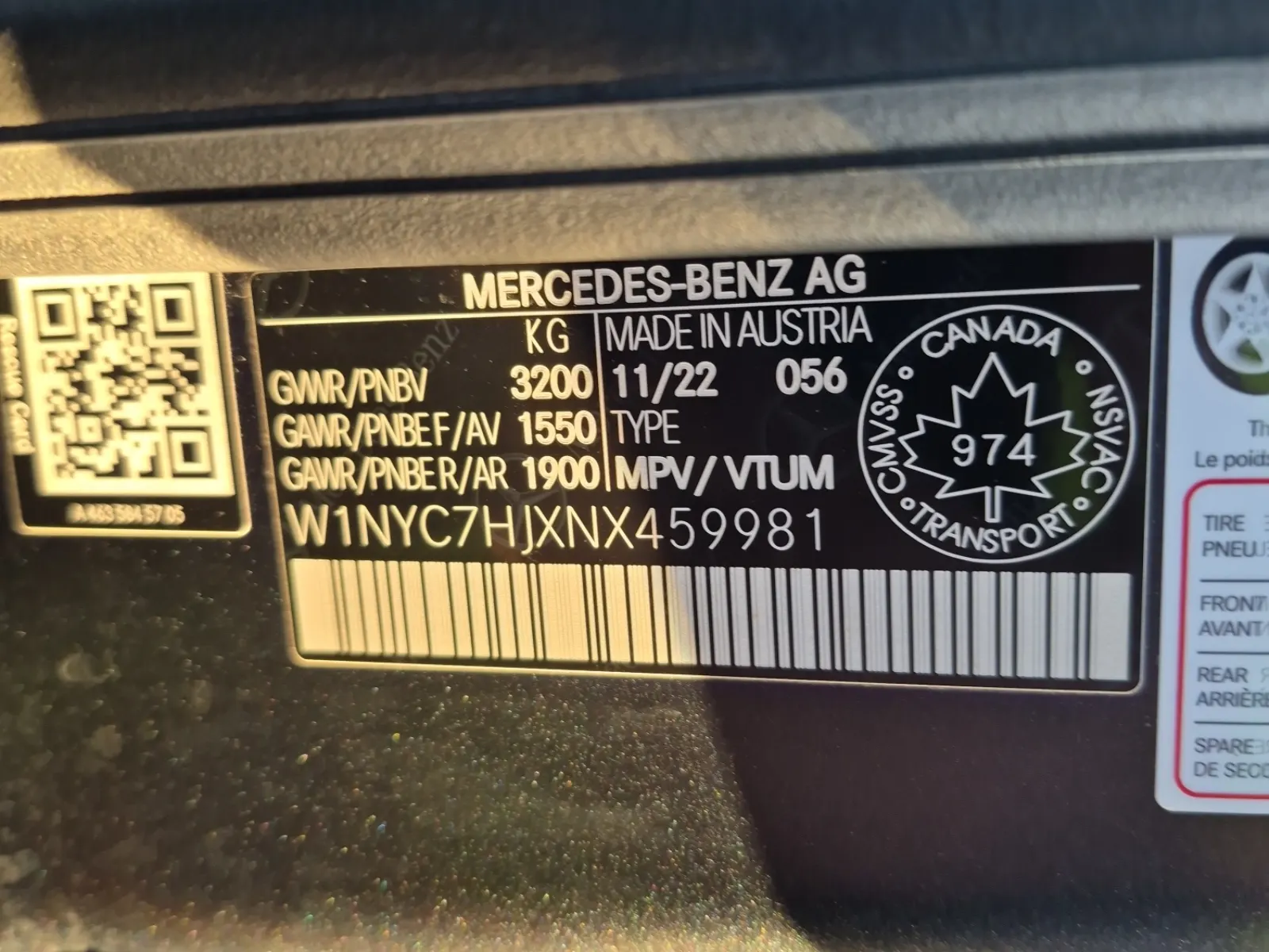 VIN Sticker Photo