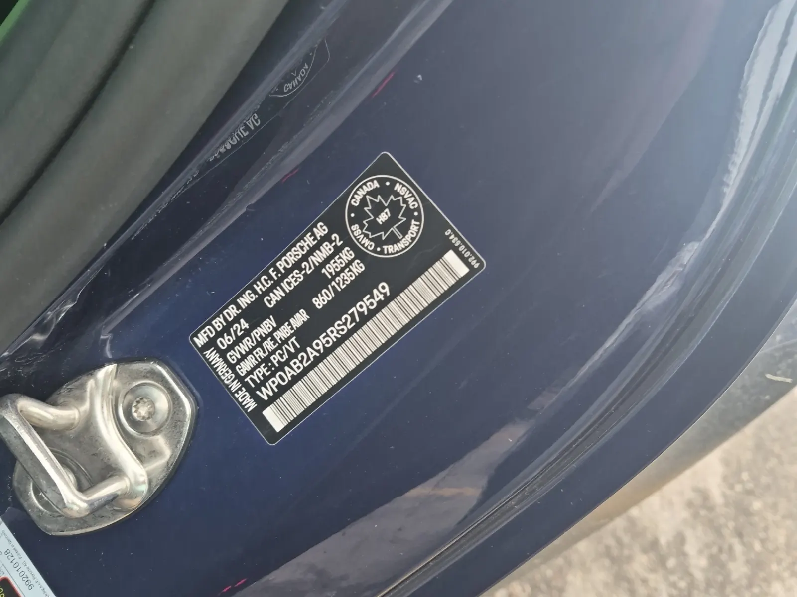 VIN Sticker Photo