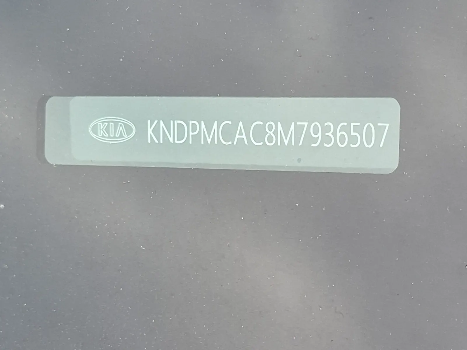 Dash VIN Plate Photo