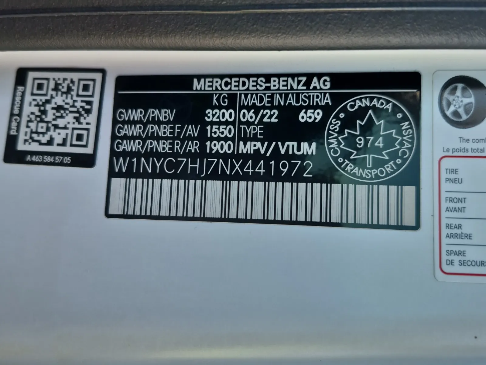 VIN Sticker Photo