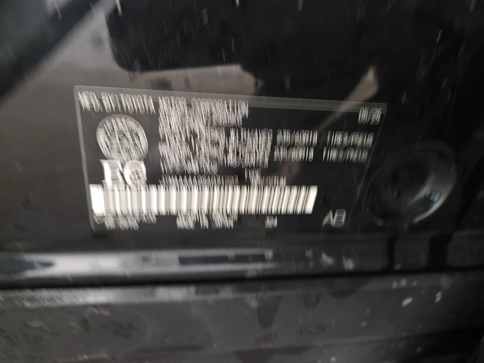 VIN Sticker Photo