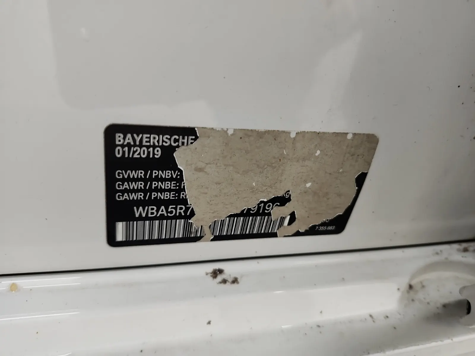 VIN Sticker Photo