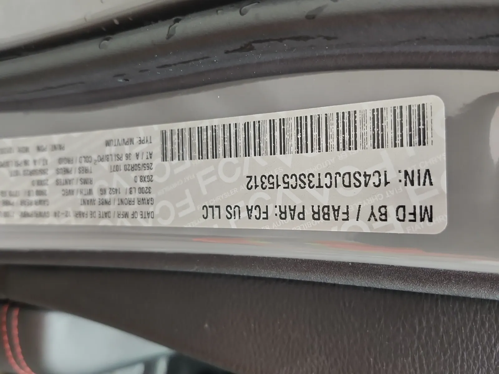 VIN Sticker Photo