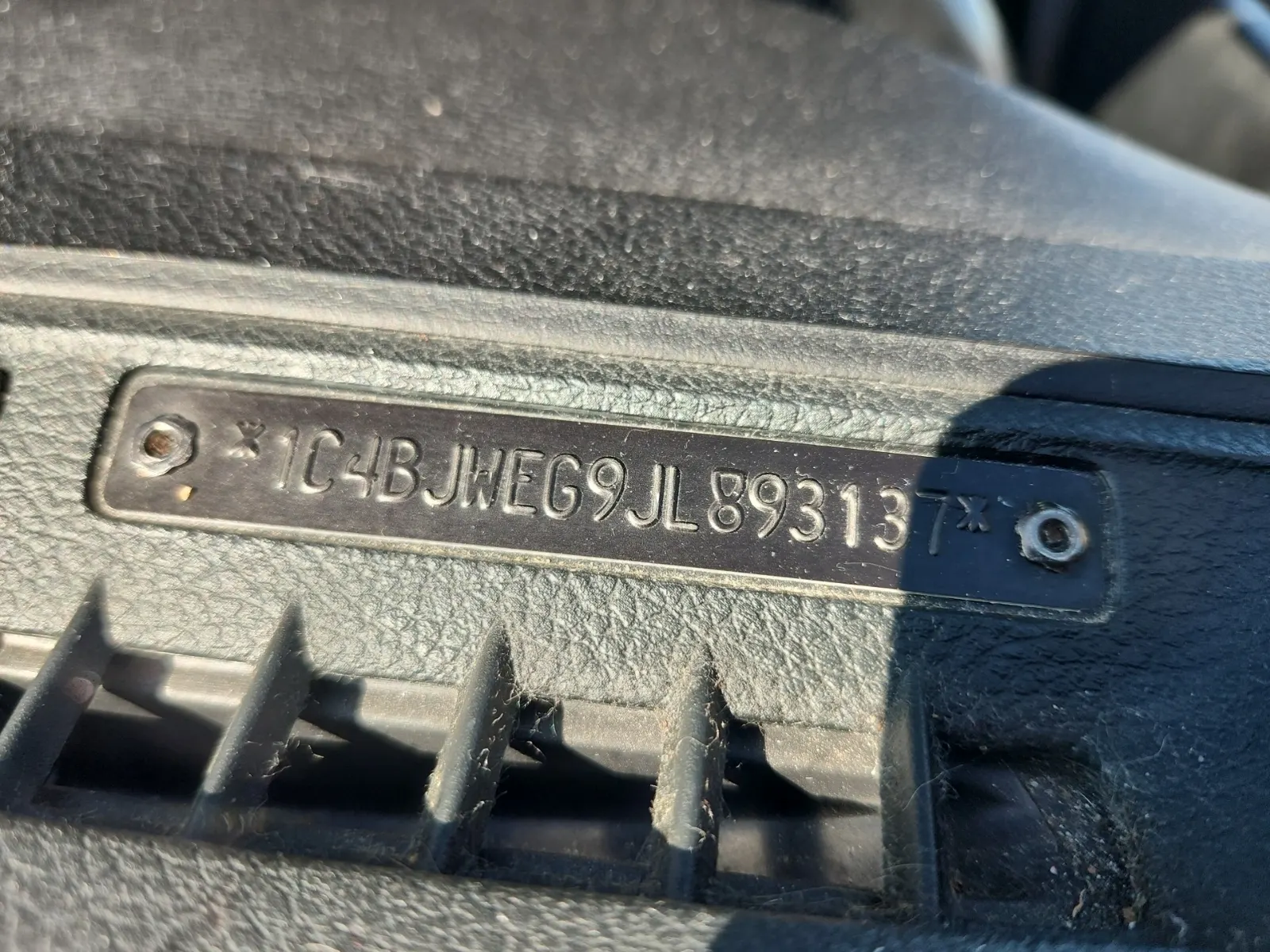 Dash VIN Plate Photo