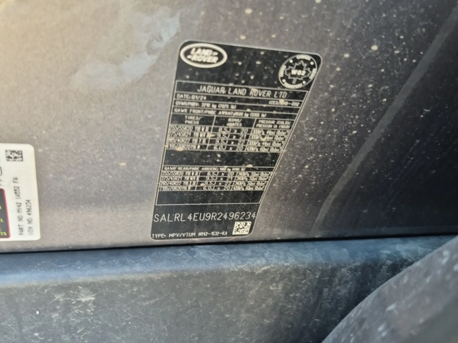 VIN Sticker Photo