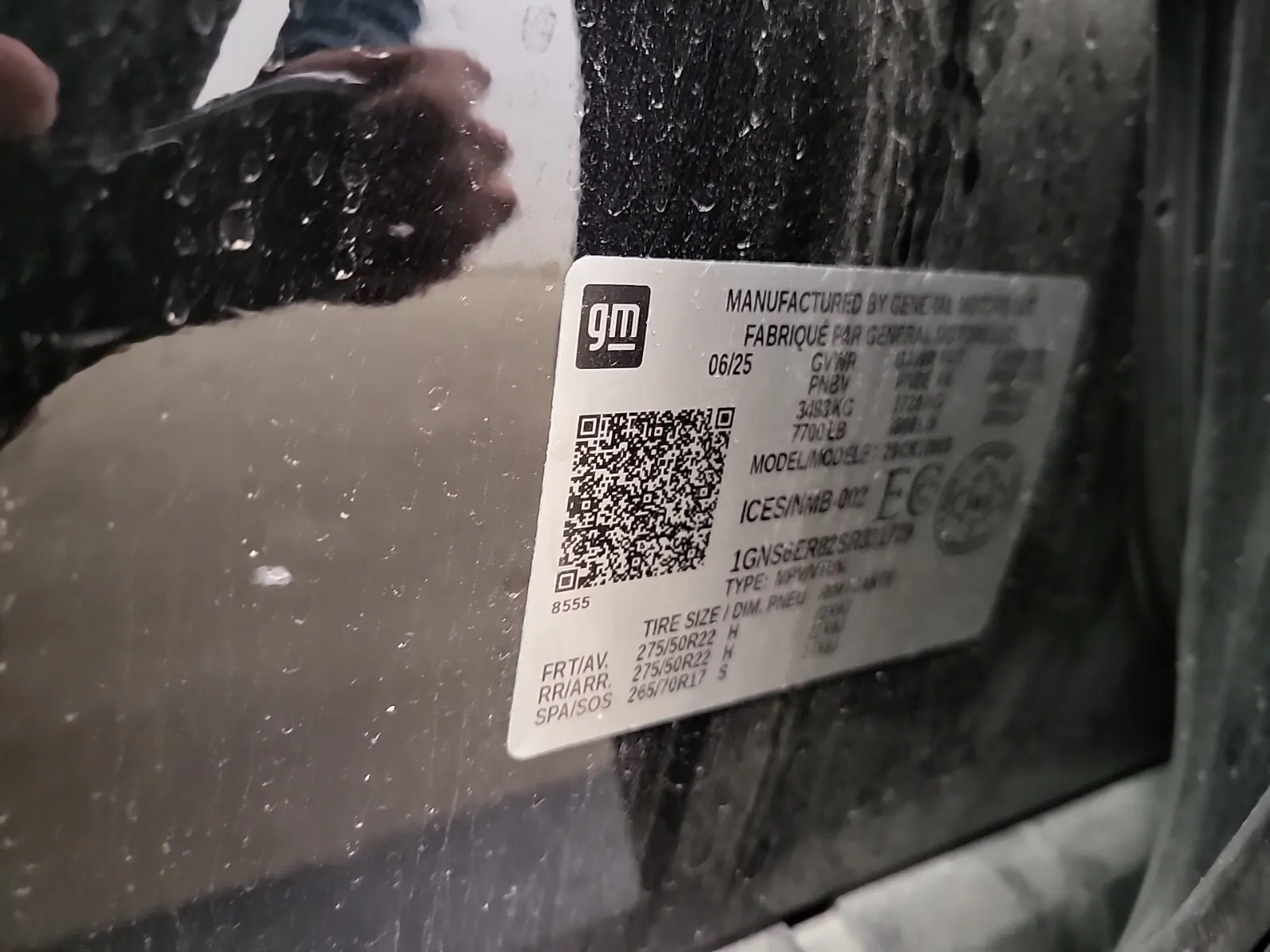 VIN Sticker Photo