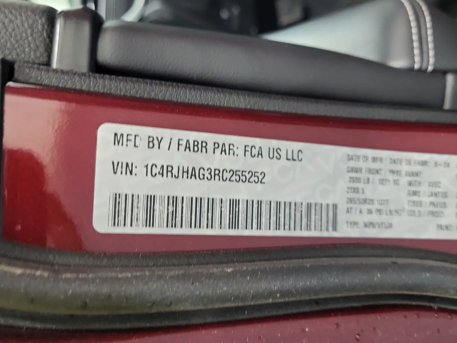 VIN Sticker Photo