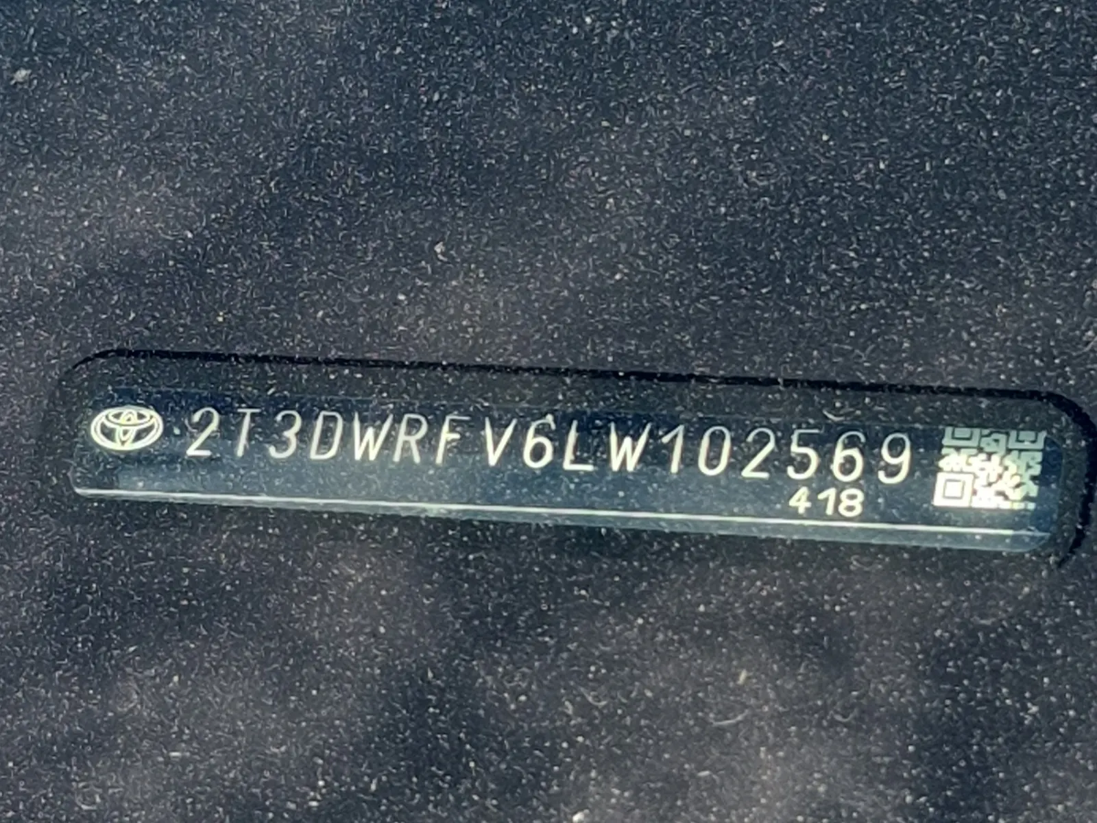 Dash VIN Plate Photo