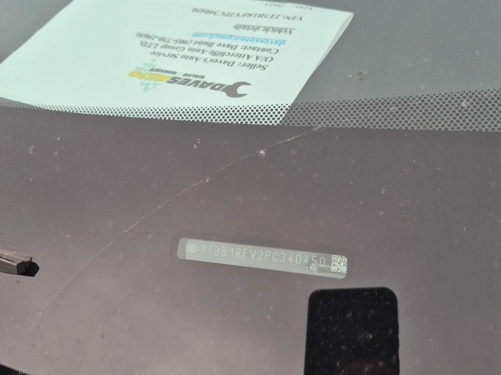 Dash VIN Plate Photo
