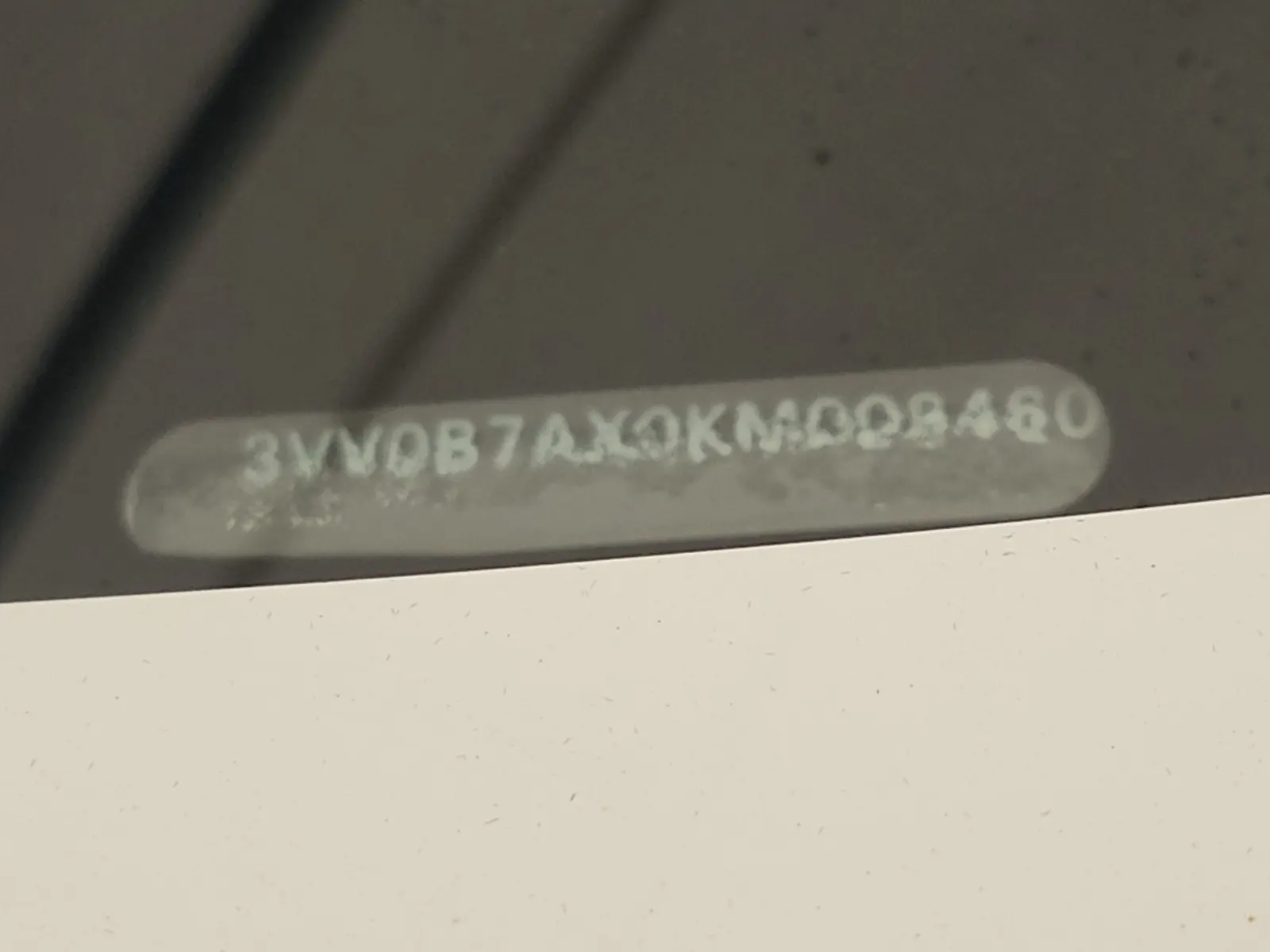 Dash VIN Plate Photo