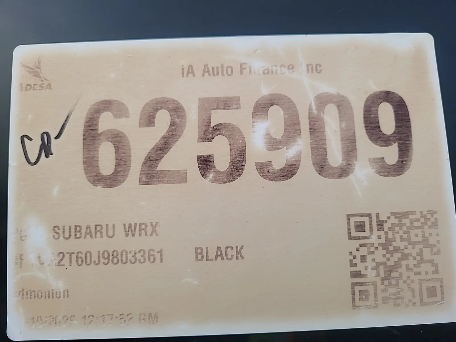Inventory Label Photo