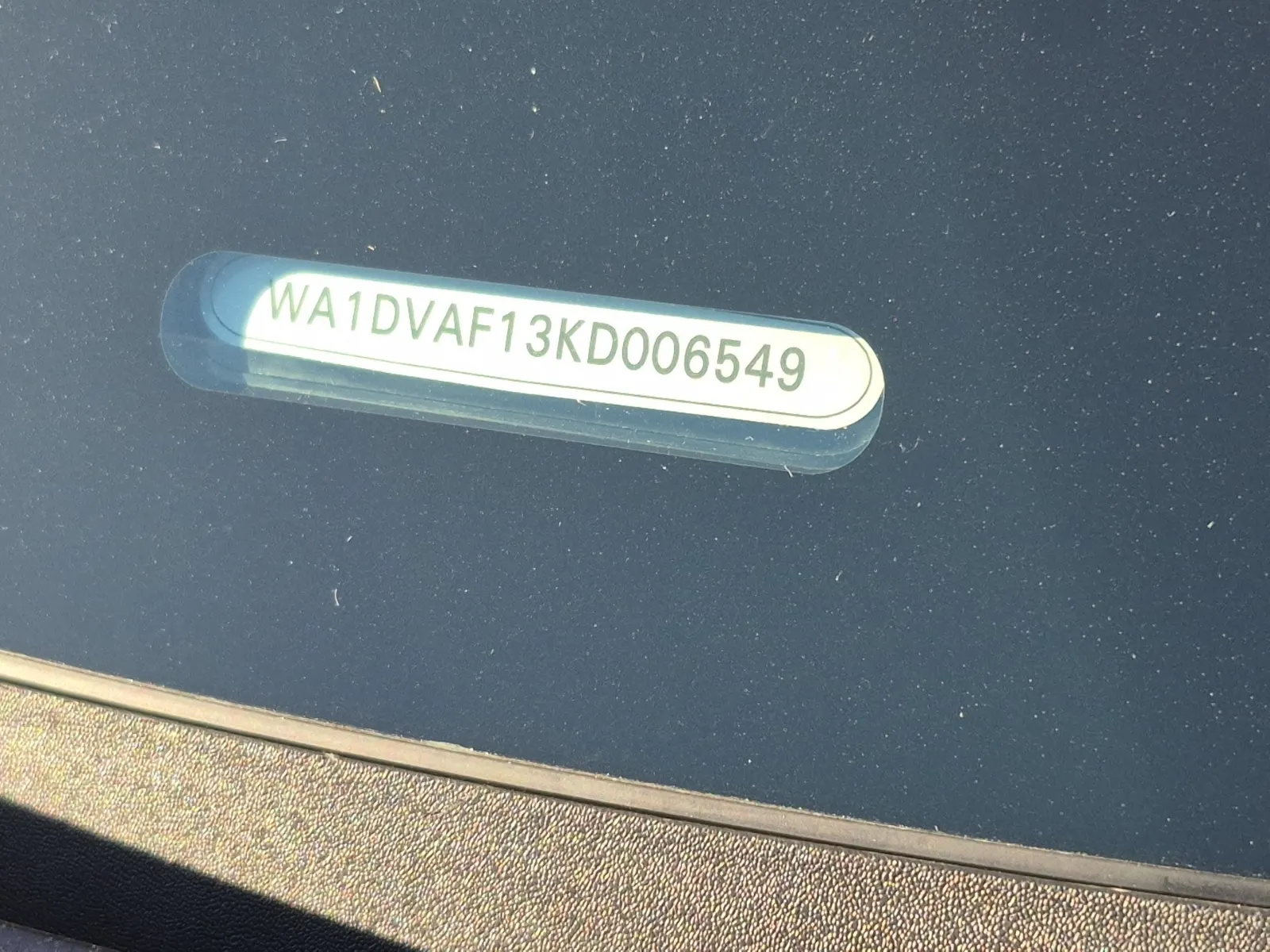 Dash VIN Plate Photo