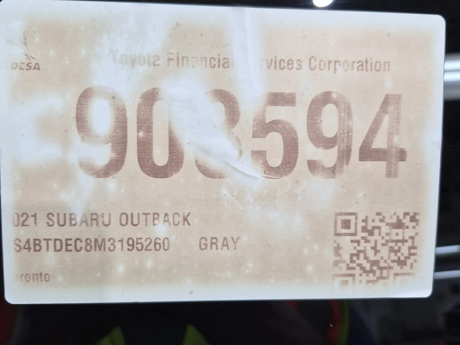 Inventory Label Photo