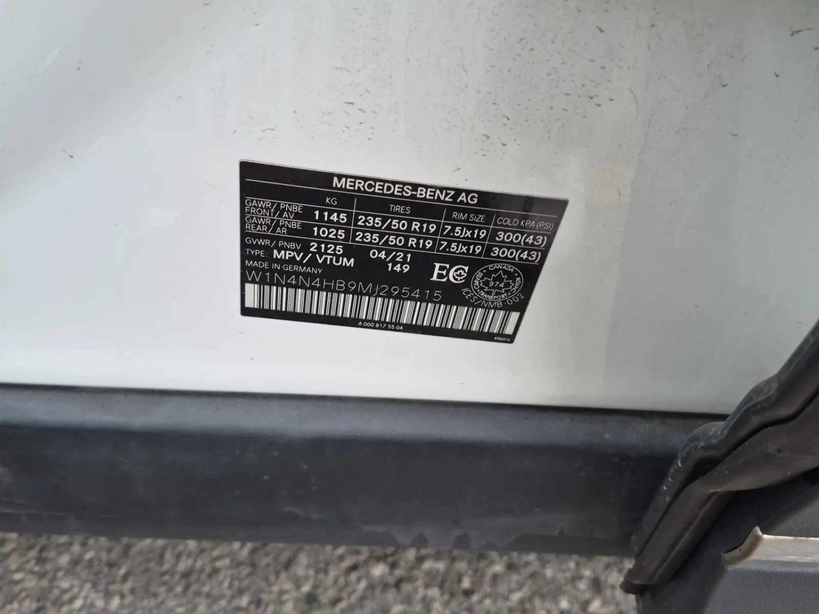 VIN Sticker Photo