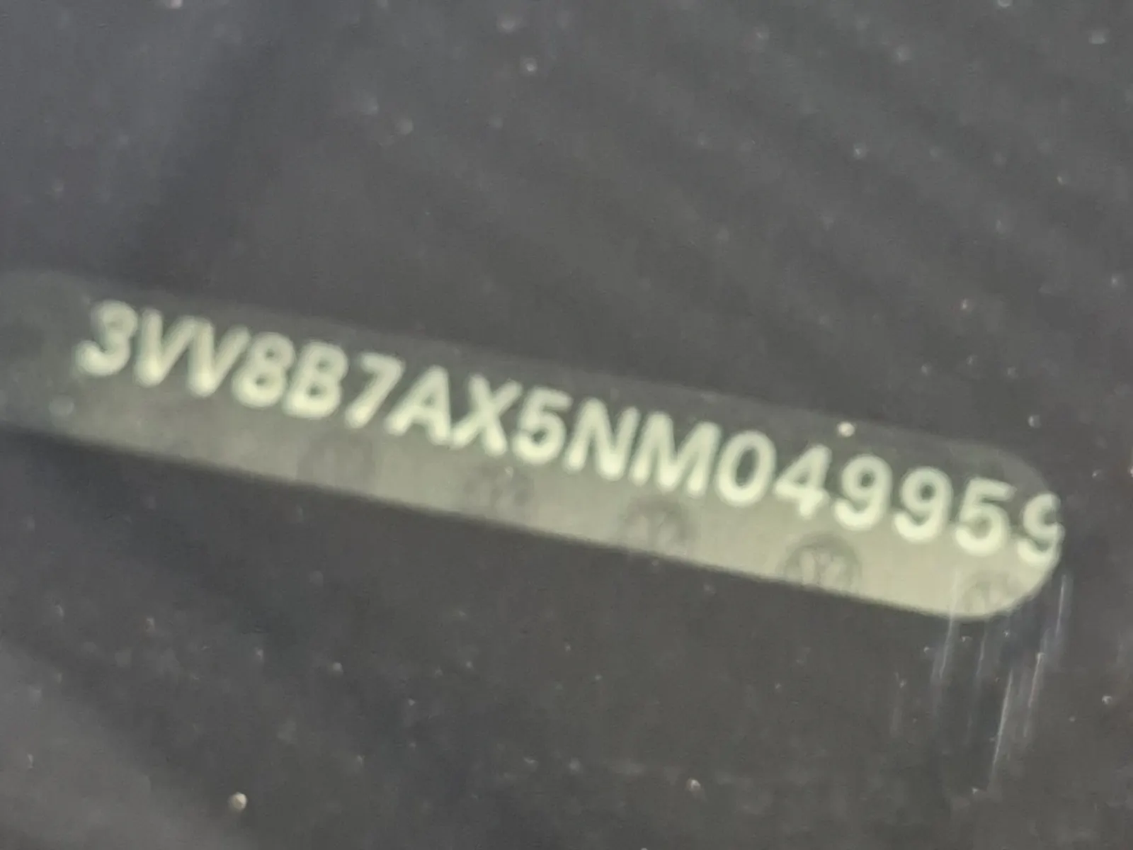 Dash VIN Plate Photo