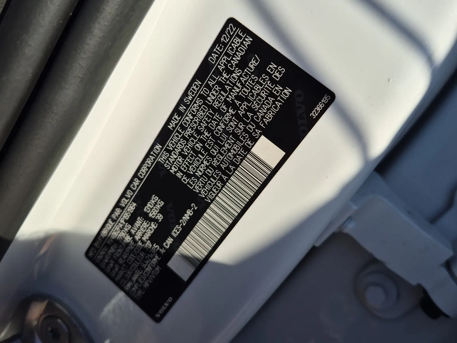 VIN Sticker Photo