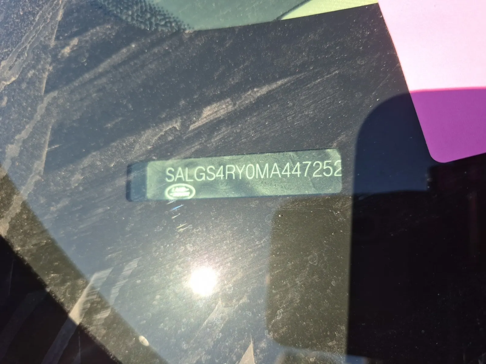 Dash VIN Plate Photo