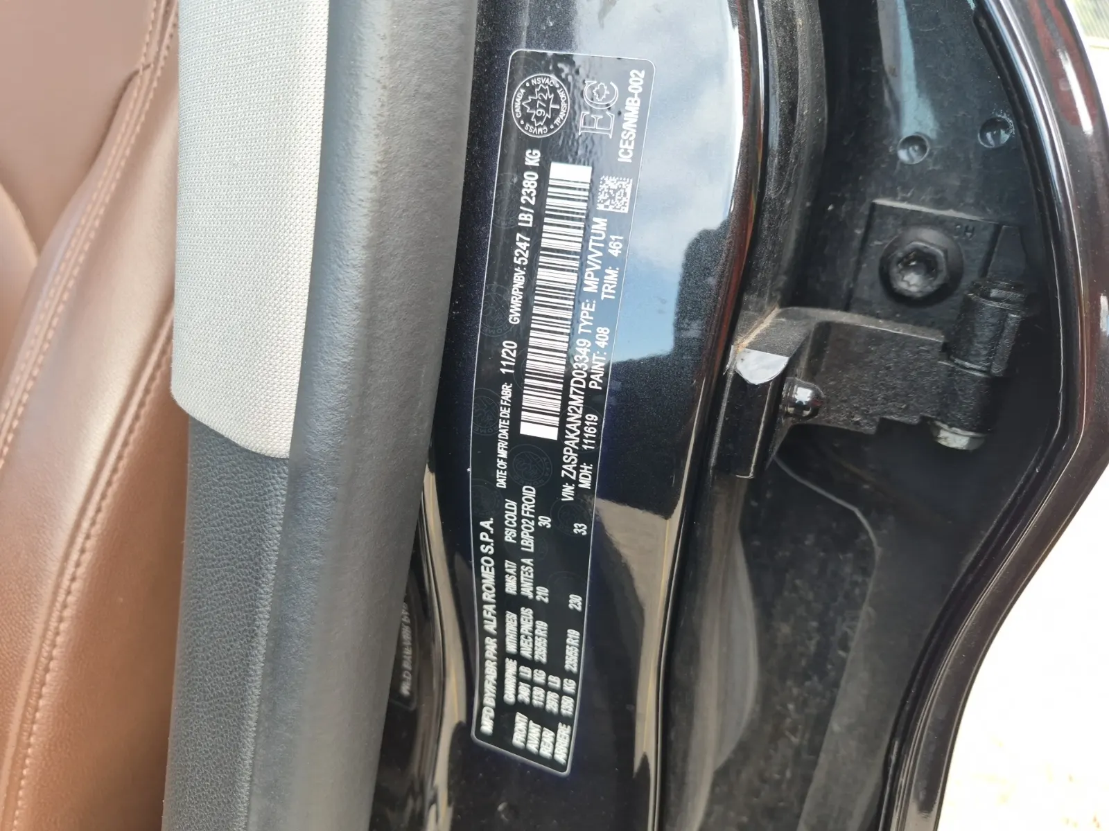 VIN Sticker Photo