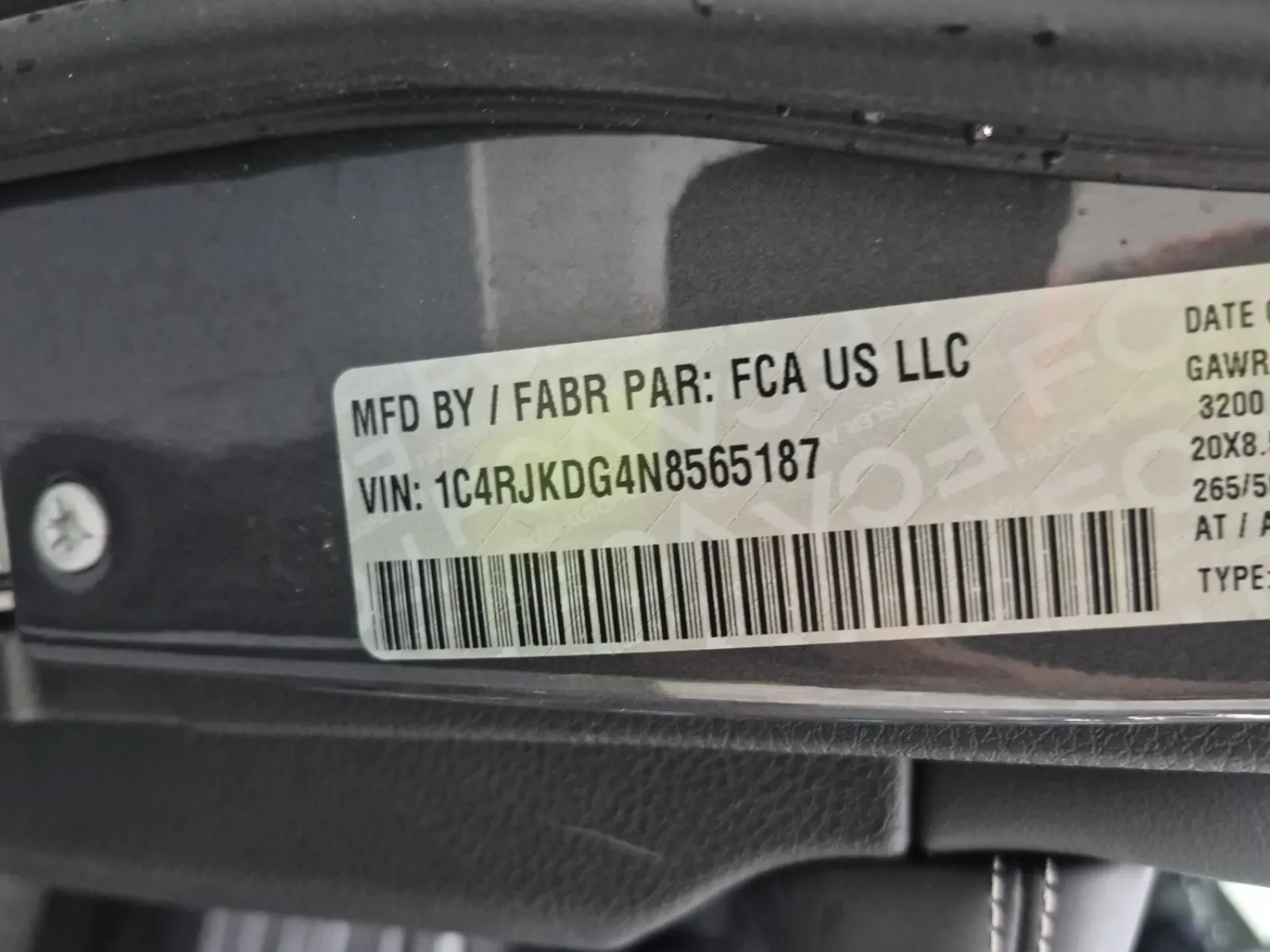 VIN Sticker Photo