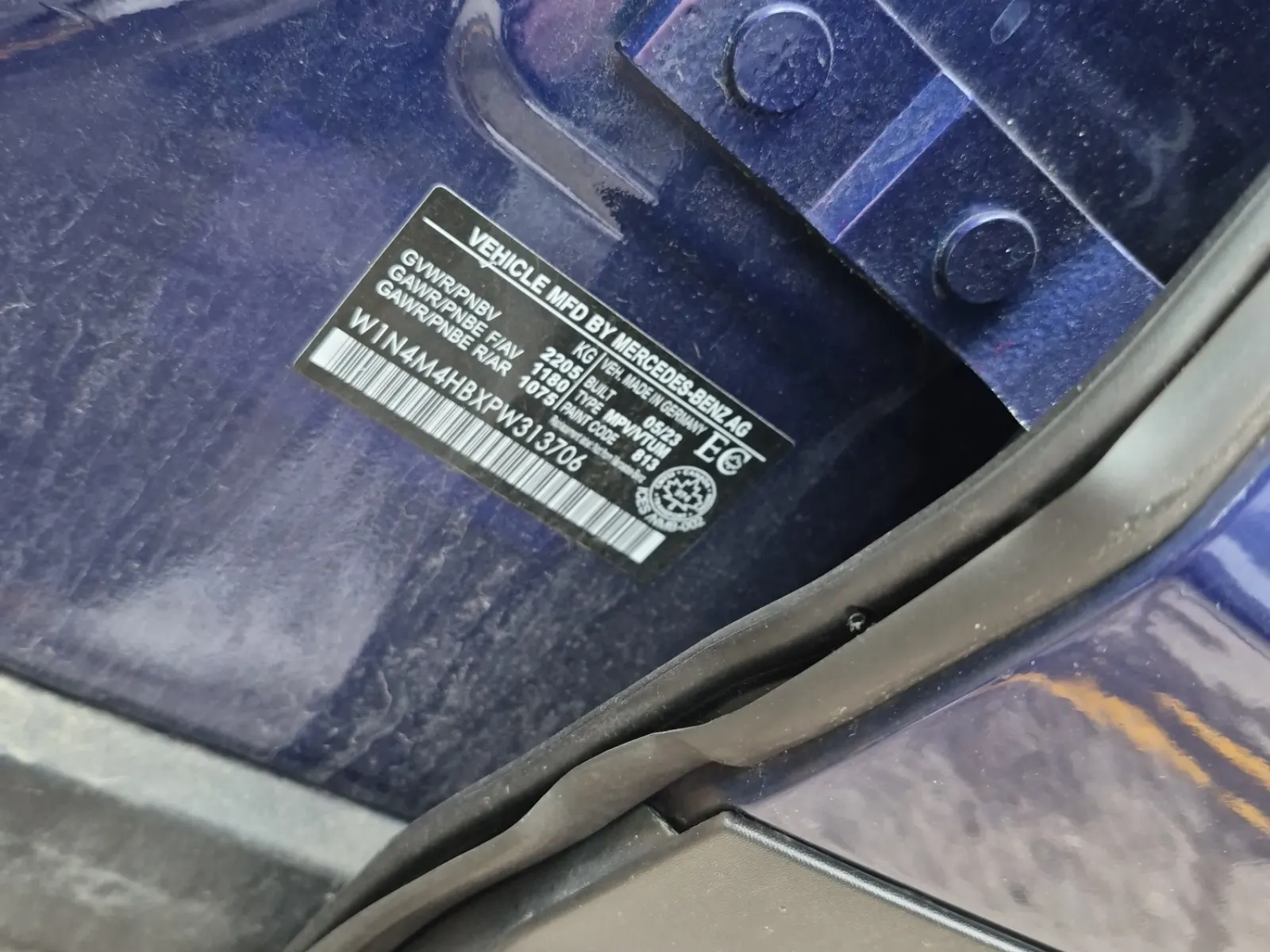 VIN Sticker Photo