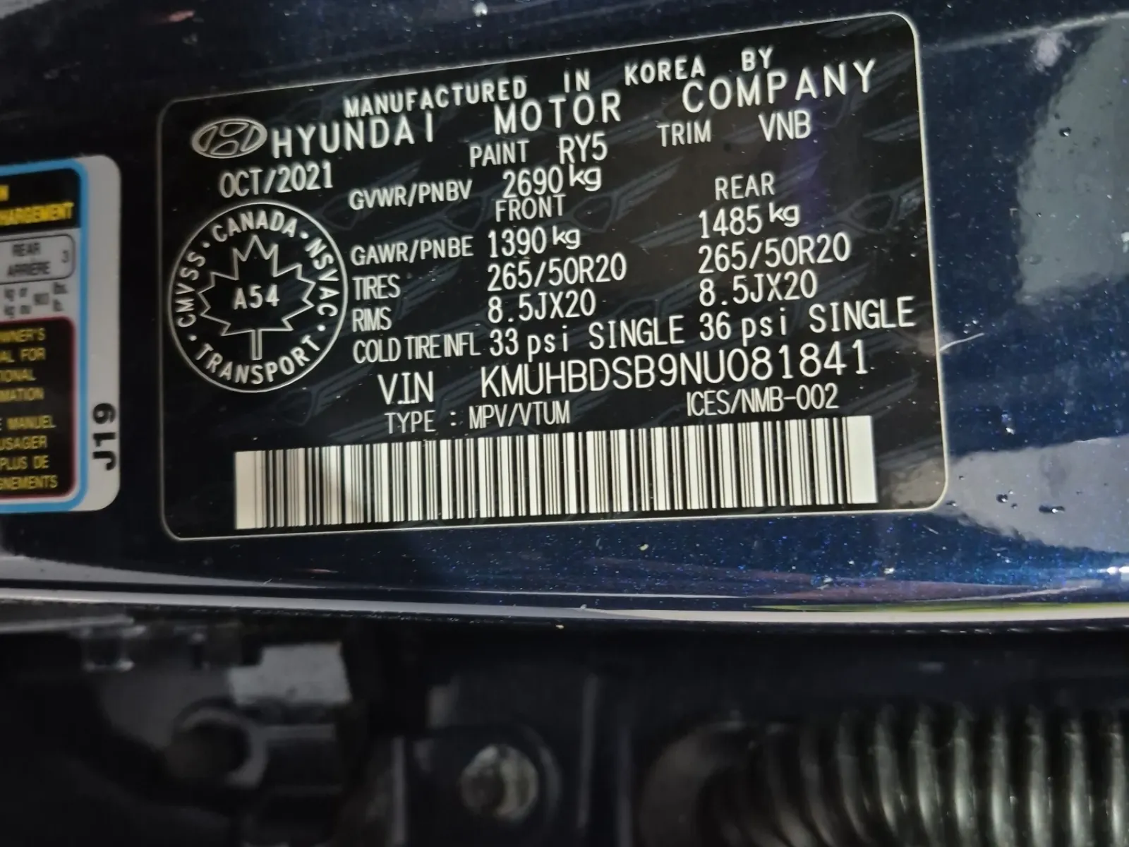 VIN Sticker Photo