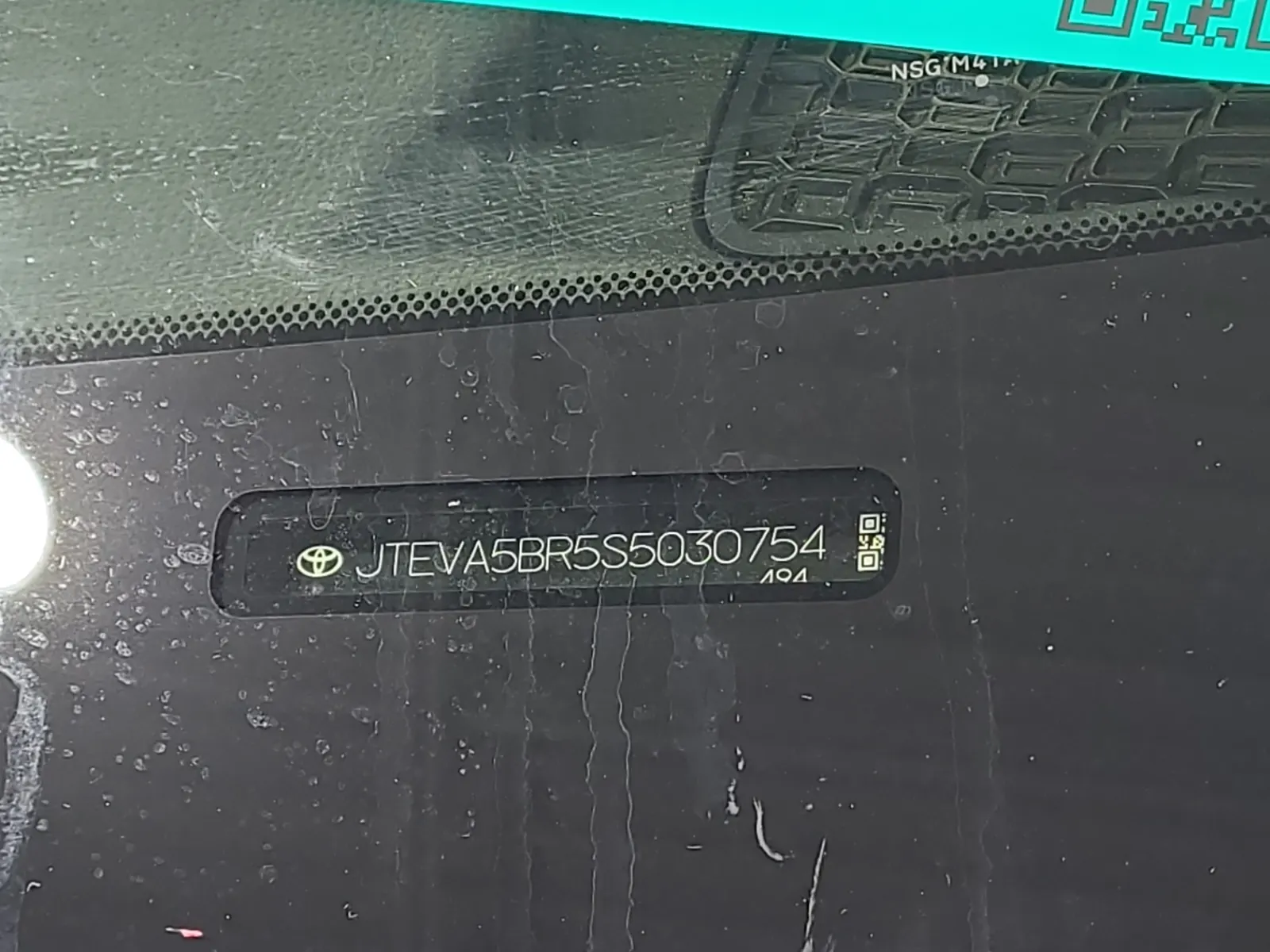 Dash VIN Plate Photo