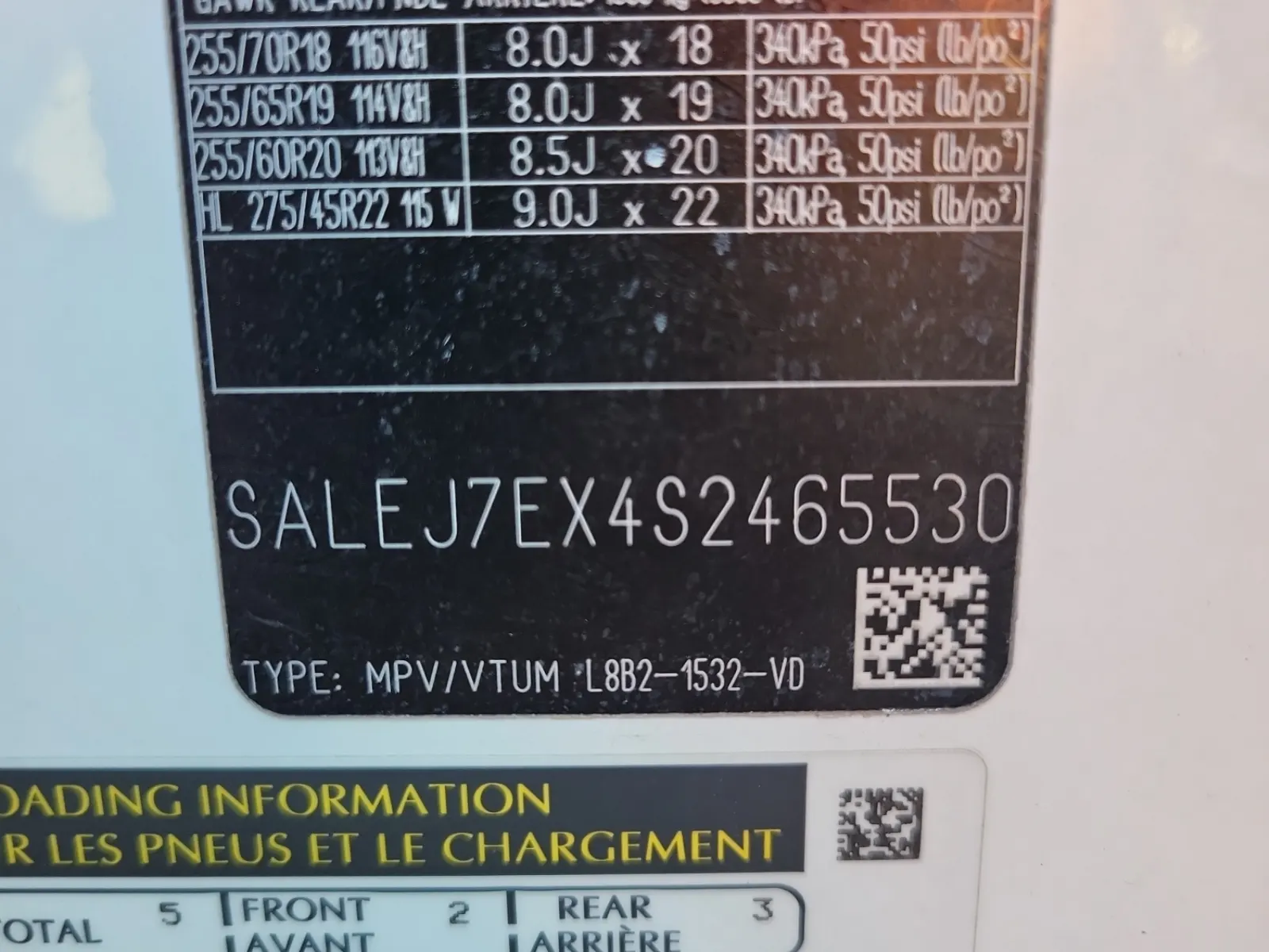 VIN Sticker Photo