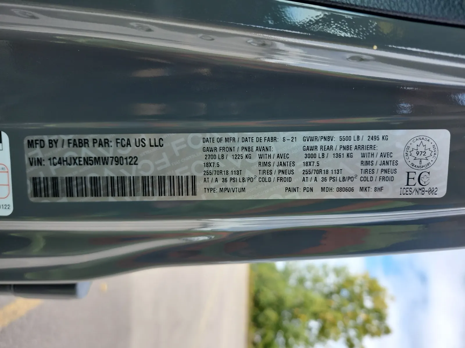 VIN Sticker Photo